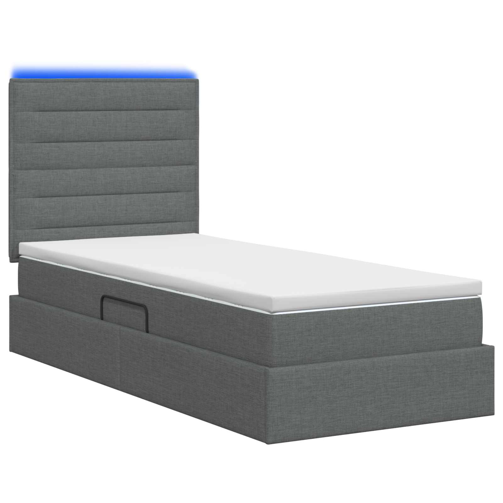 Lit de rangement LED avec matelas Gris foncé 100 x 200 cm Tissu