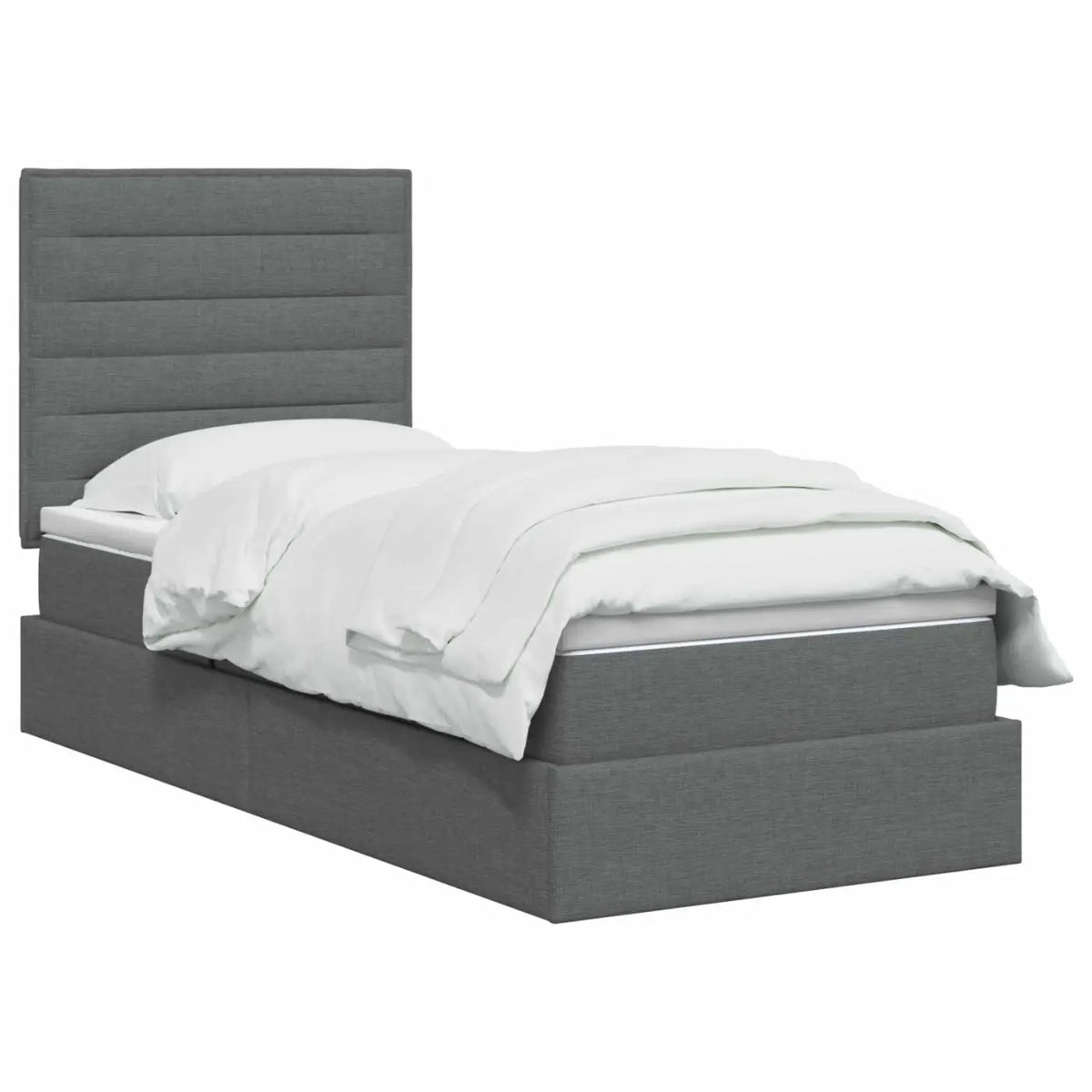 Lit de rangement LED avec matelas Gris foncé 100 x 200 cm Tissu - XIOS
