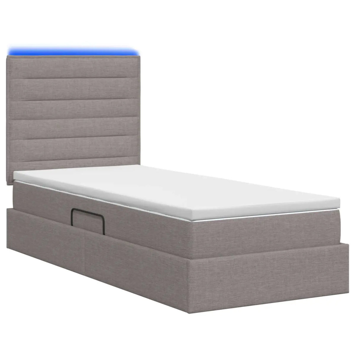 Lit de rangement LED avec matelas Taupe 100 x 200 cm Tissu - XIOS