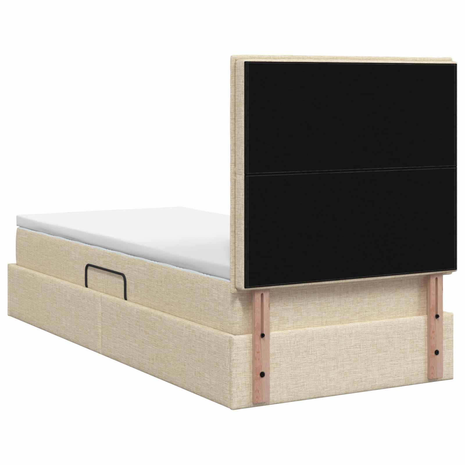 Lit de rangement LED avec matelas Crème 100 x 200 cm Tissu