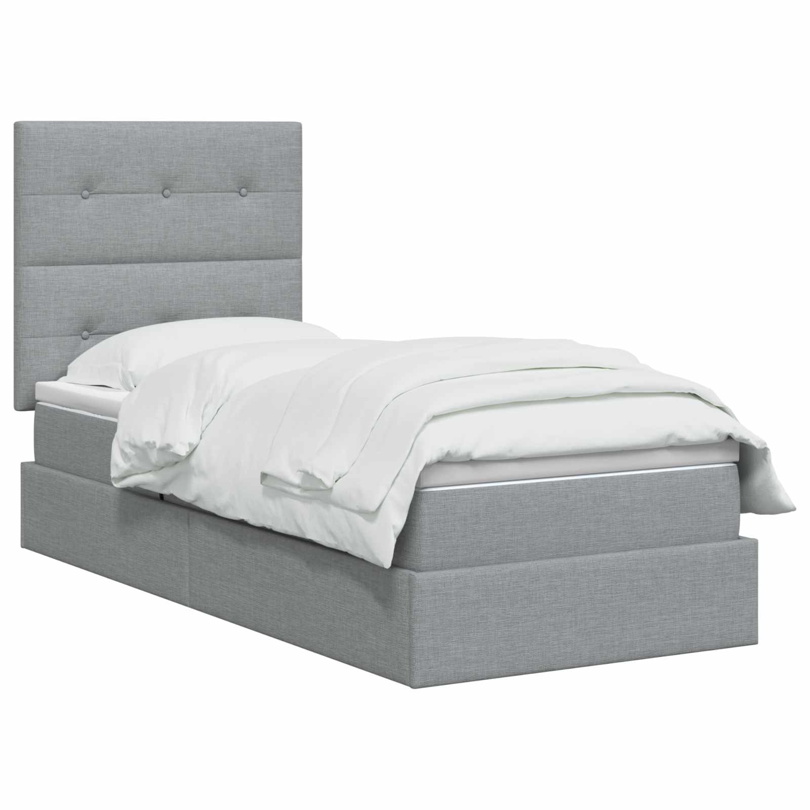 Lit de rangement LED avec matelas Gris clair 90 x 200 cm Tissu - XIOS
