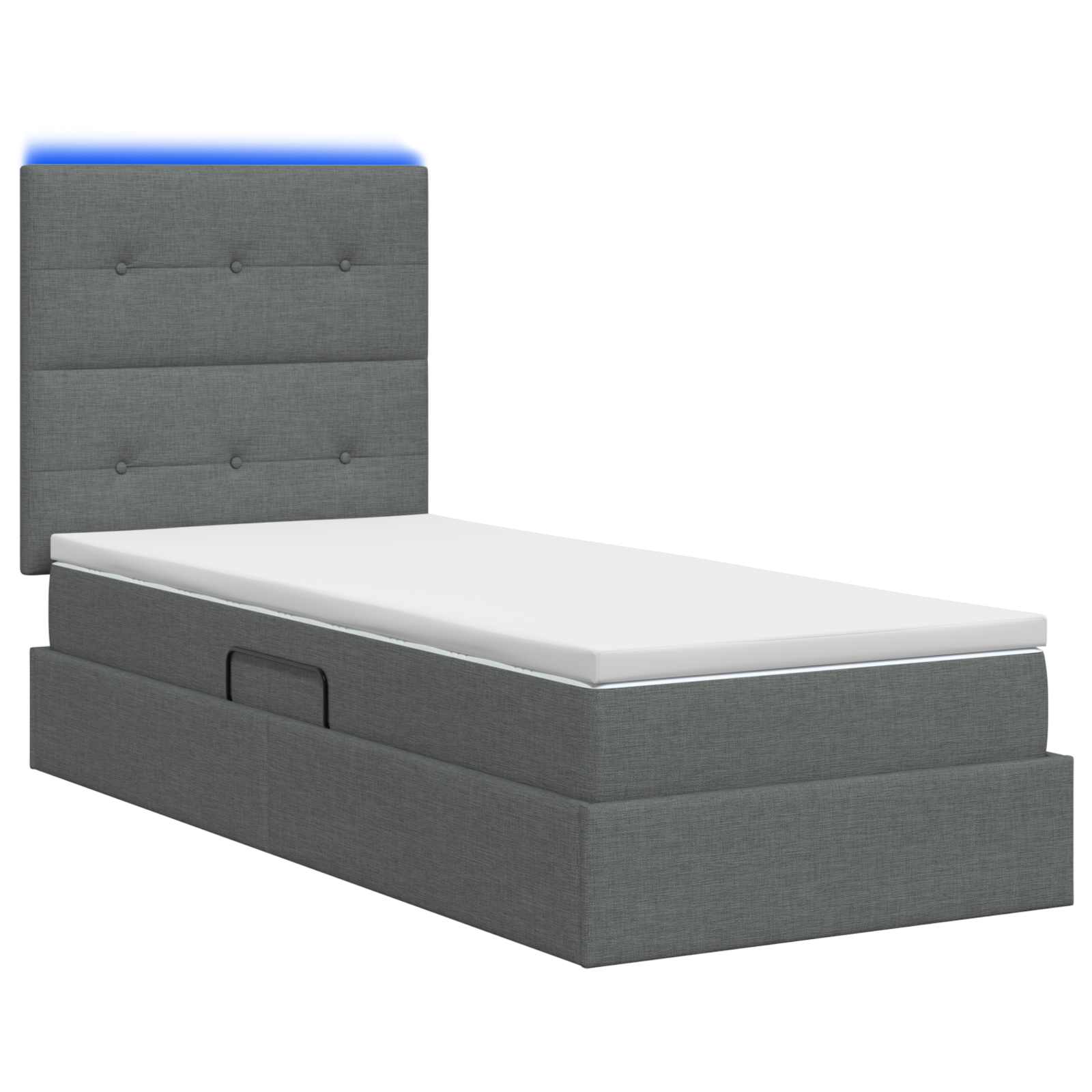 Lit de rangement LED avec matelas Gris foncé 90 x 200 cm Tissu