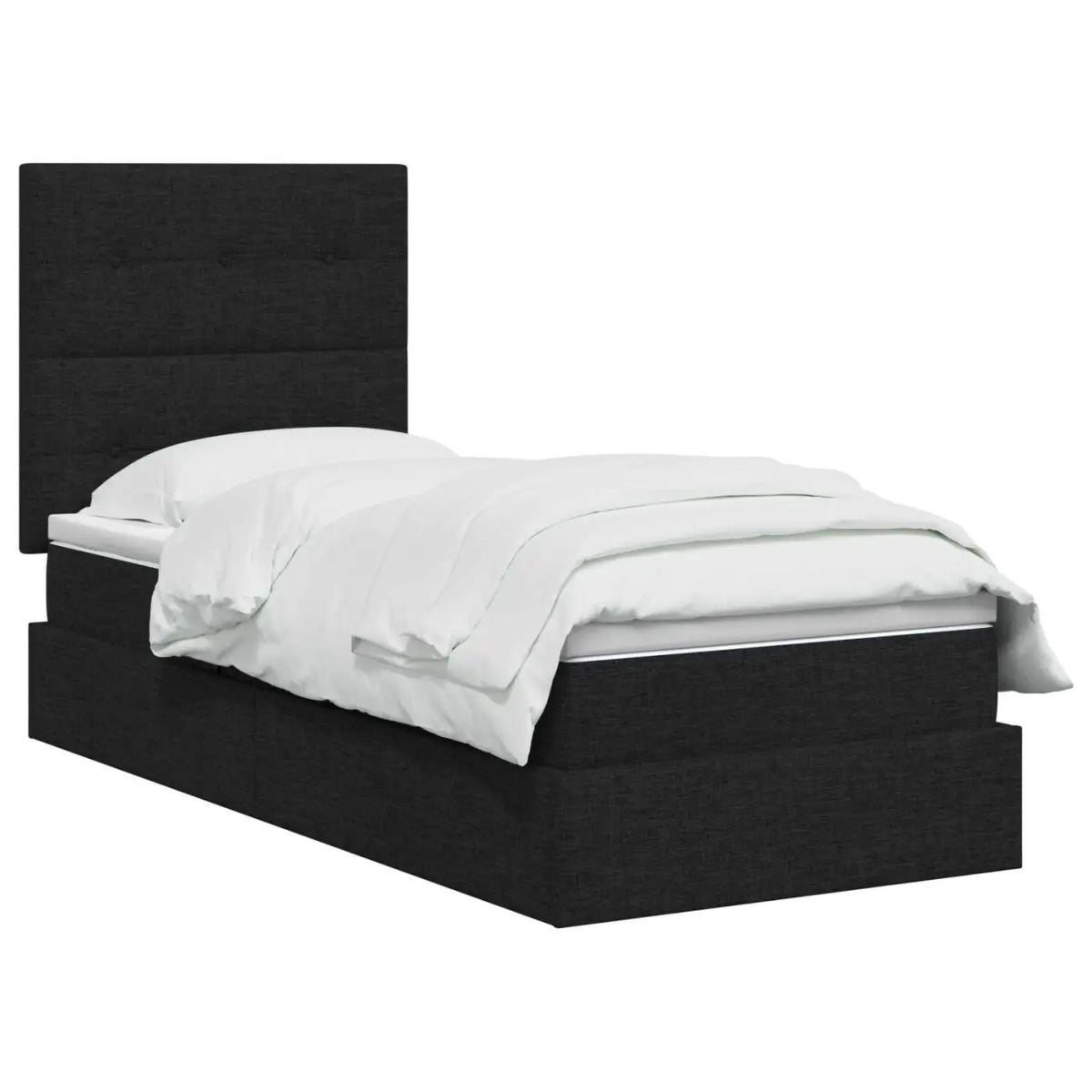 Lit de rangement LED avec matelas Noir 90 x 200 cm Tissu - XIOS