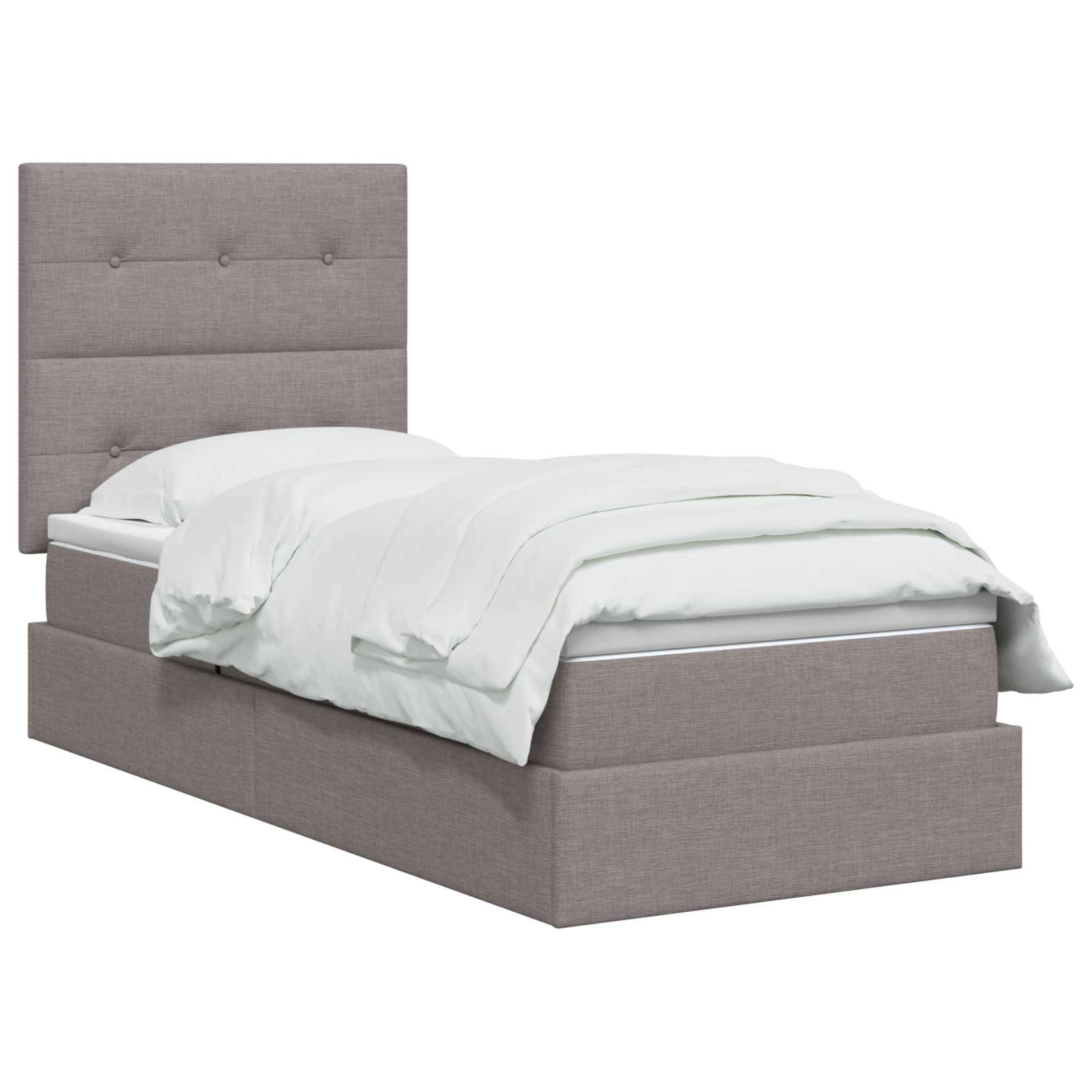 Lit de rangement LED avec matelas Taupe 90 x 200 cm Tissu - XIOS