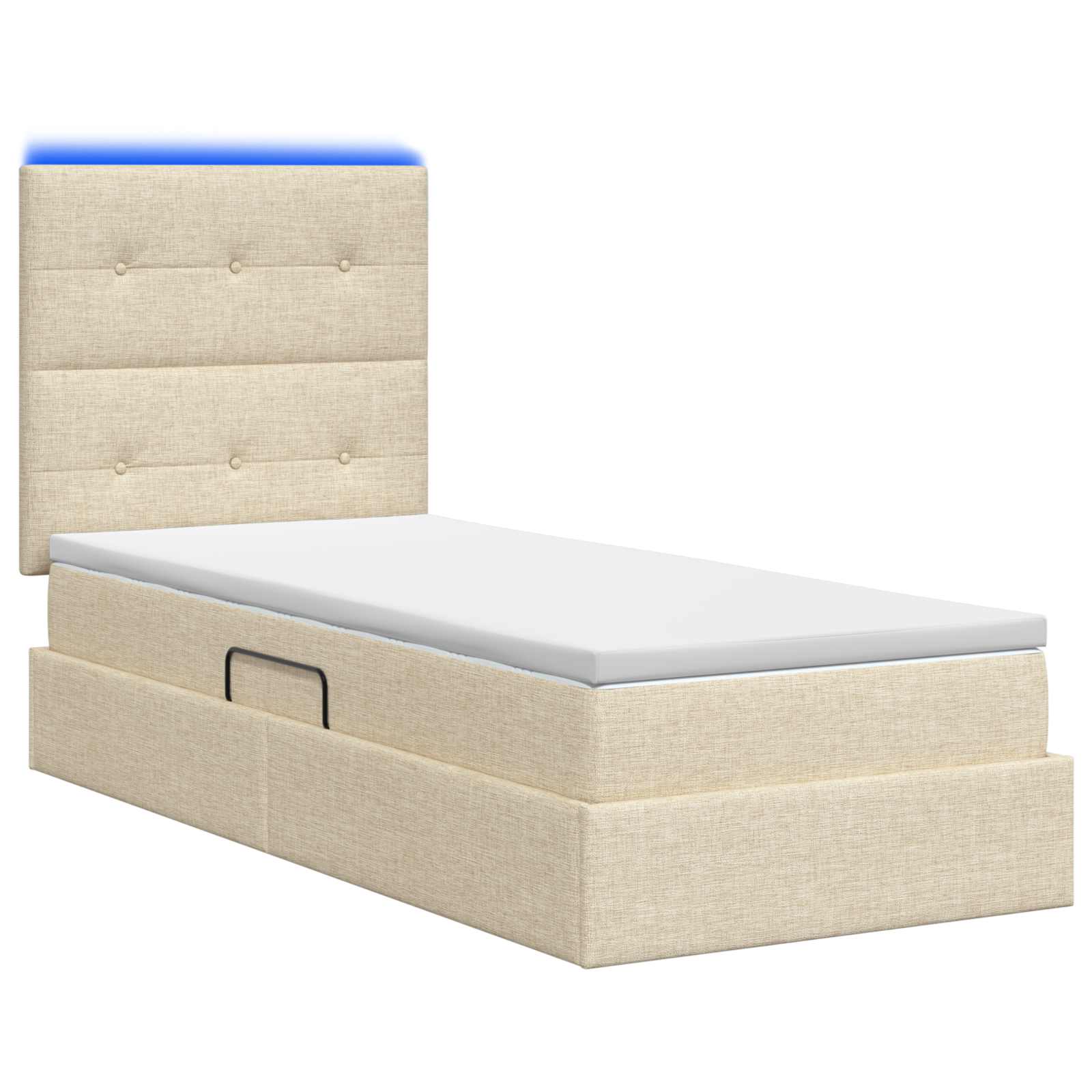 Lit de rangement LED avec matelas Crème 90 x 200 cm Tissu - XIOS