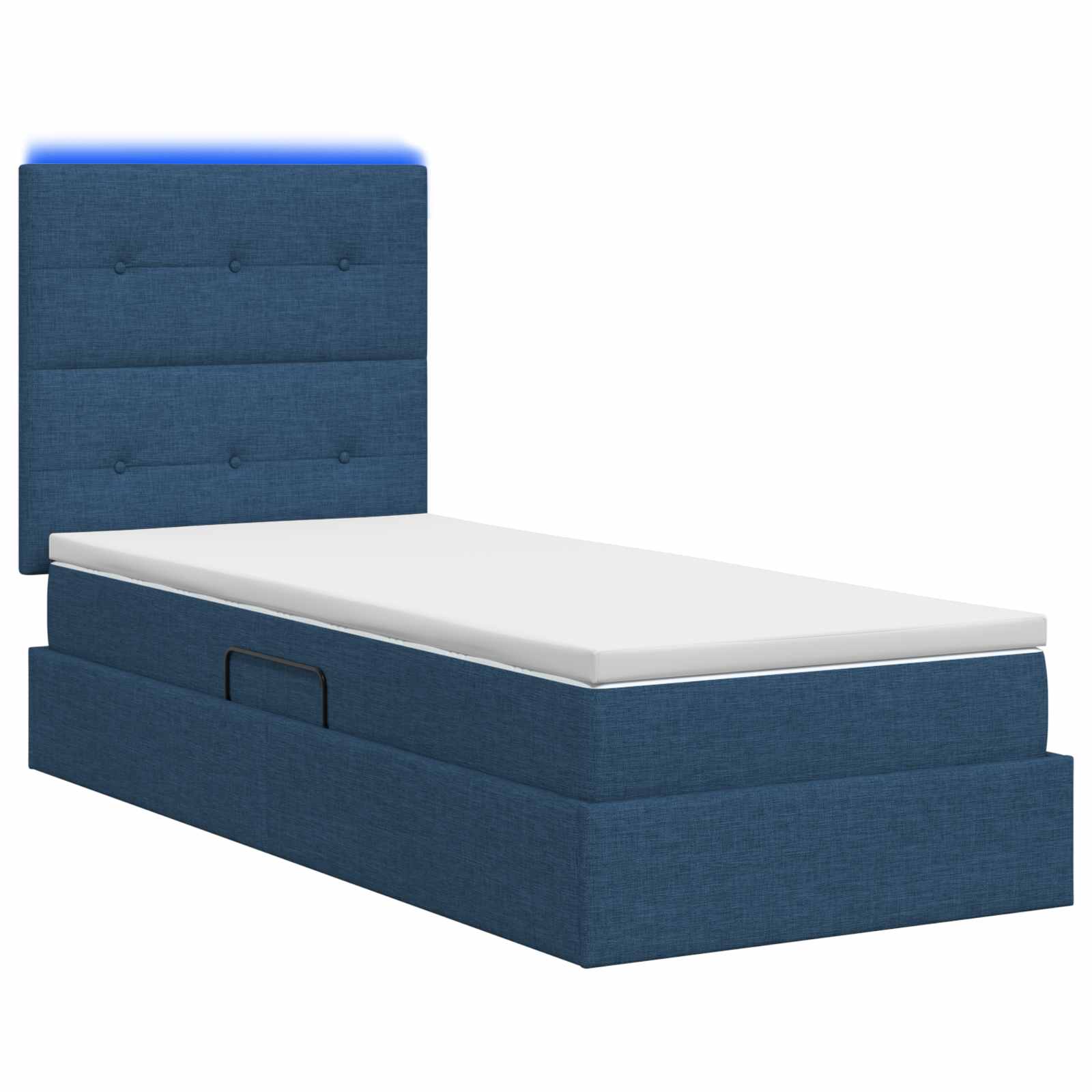 Lit de rangement LED avec matelas Bleu 90 x 200 cm Tissu