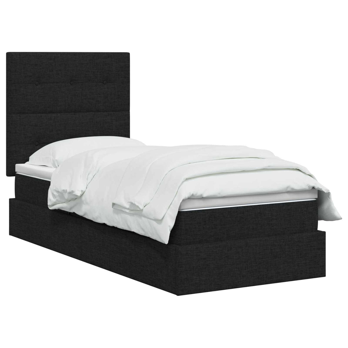 Lit de rangement LED avec matelas Noir 100 x 200 cm Tissu