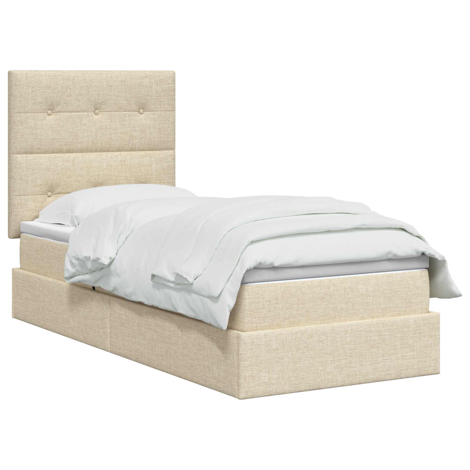 Lit de rangement LED avec matelas Crème 100 x 200 cm Tissu - XIOS