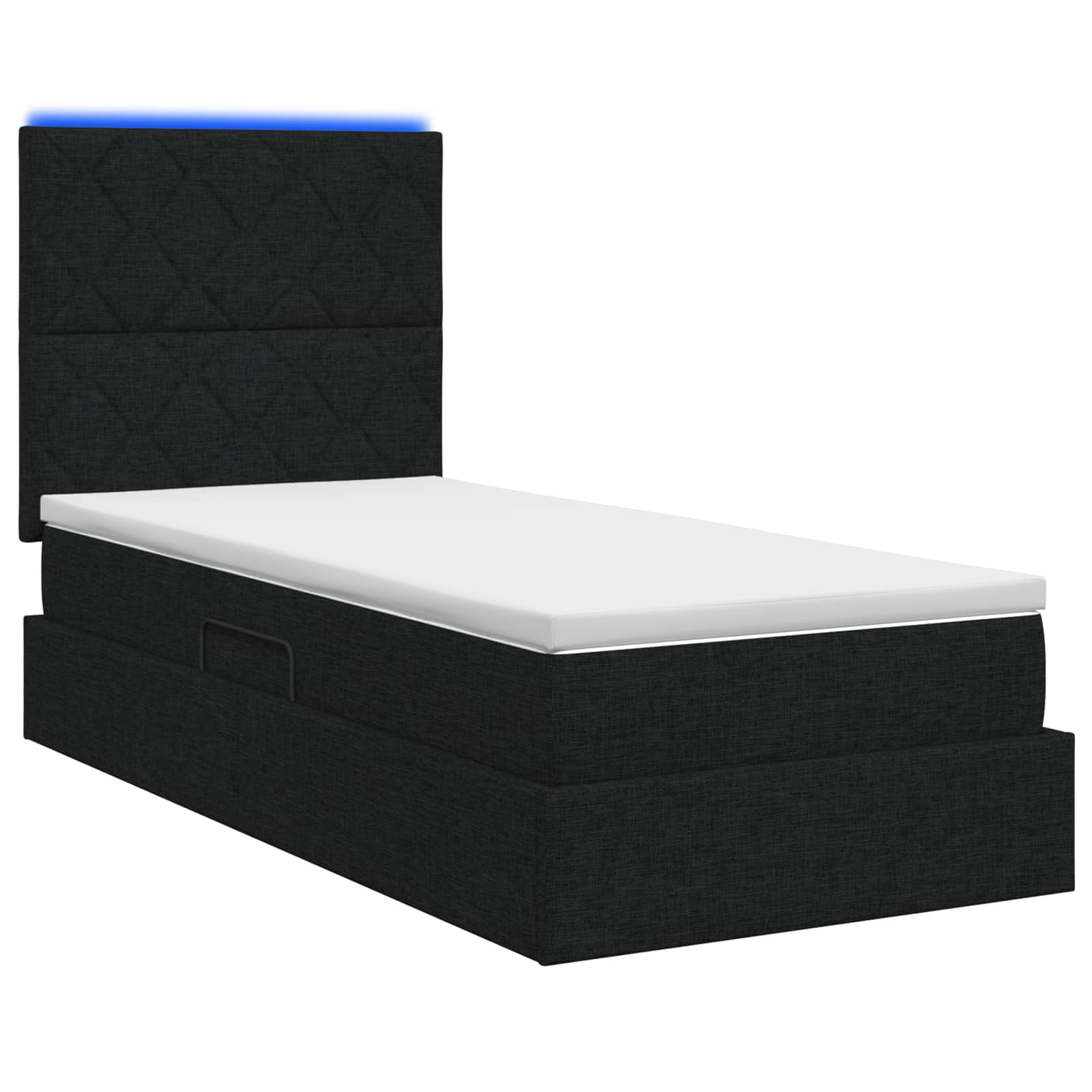 Lit de rangement LED avec matelas Noir 90 x 200 cm Tissu