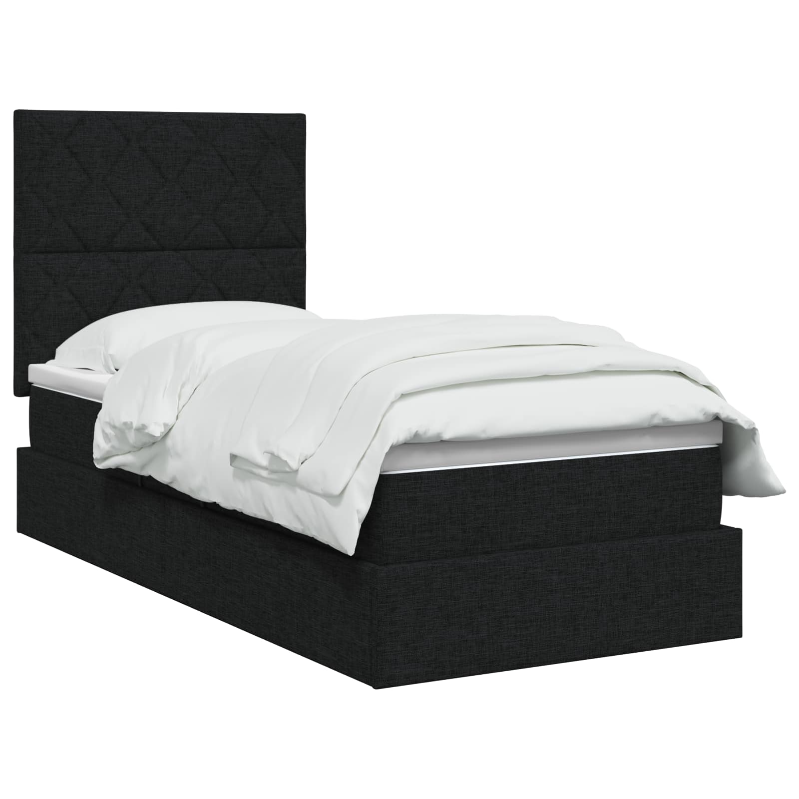 Lit de rangement LED avec matelas Noir 90 x 200 cm Tissu