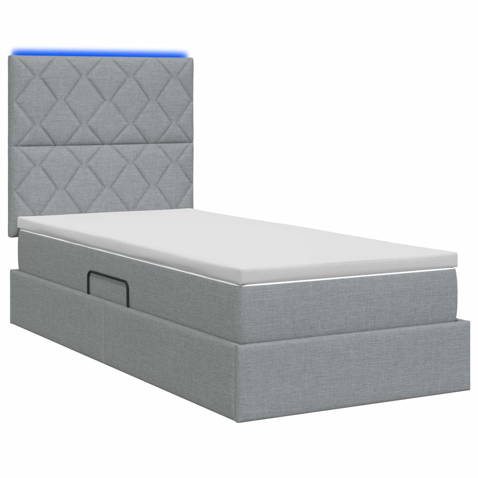Lit de rangement LED avec matelas Gris clair 100 x 200 cm Tissu