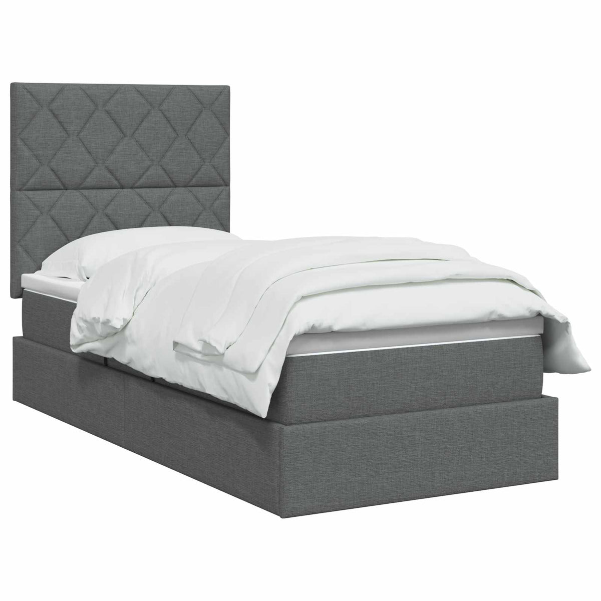 Lit de rangement LED avec matelas Gris foncé 100 x 200 cm Tissu