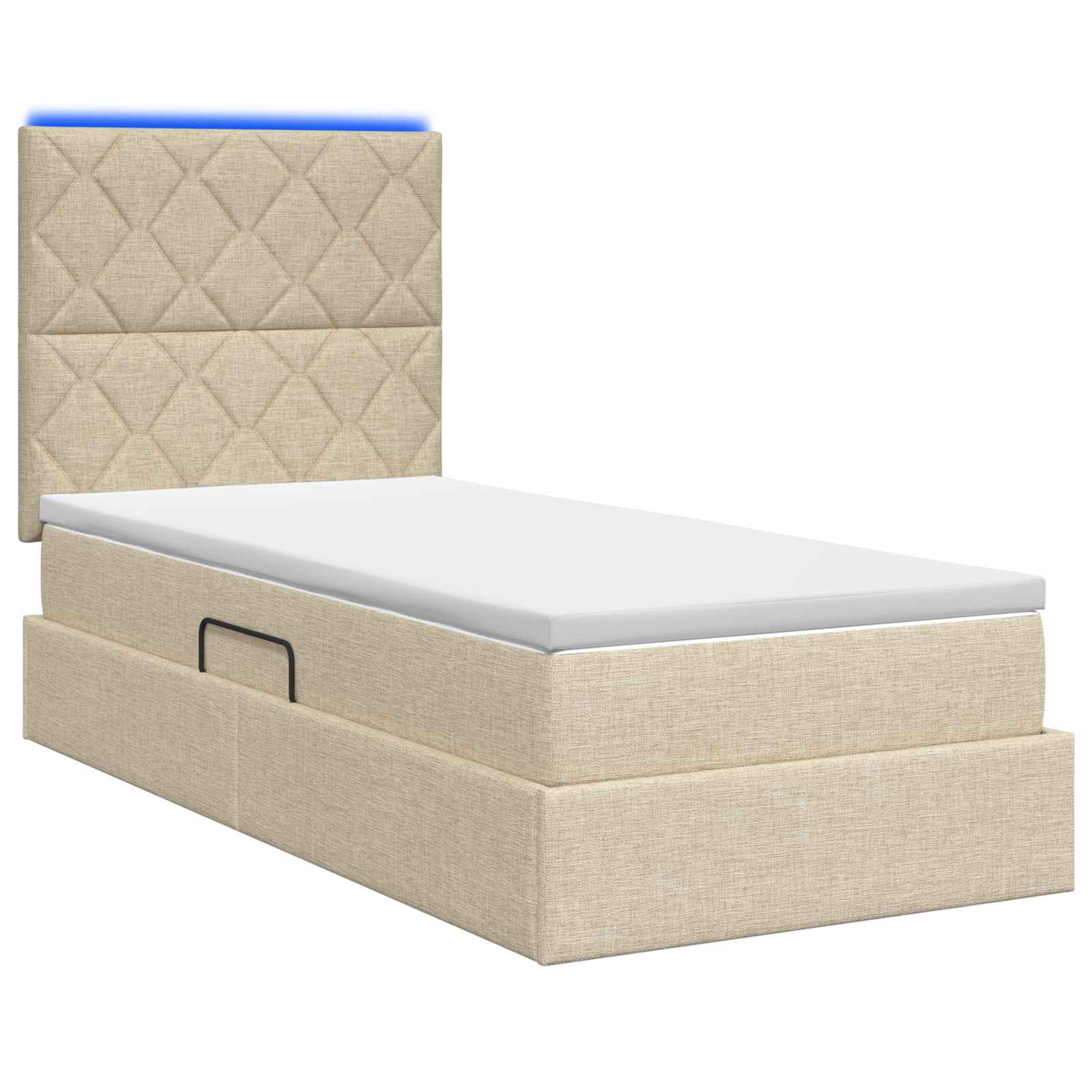 Lit de rangement LED avec matelas Crème 100 x 200 cm Tissu