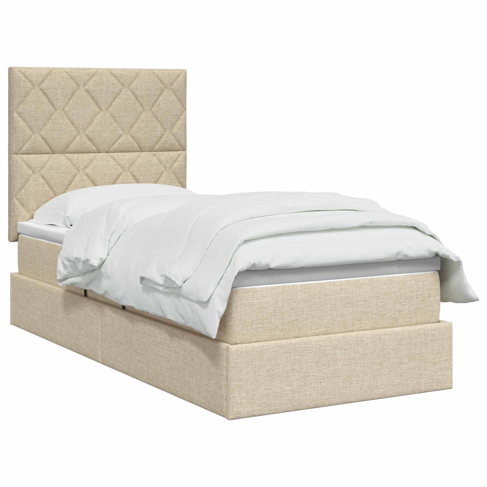Lit de rangement LED avec matelas Crème 100 x 200 cm Tissu