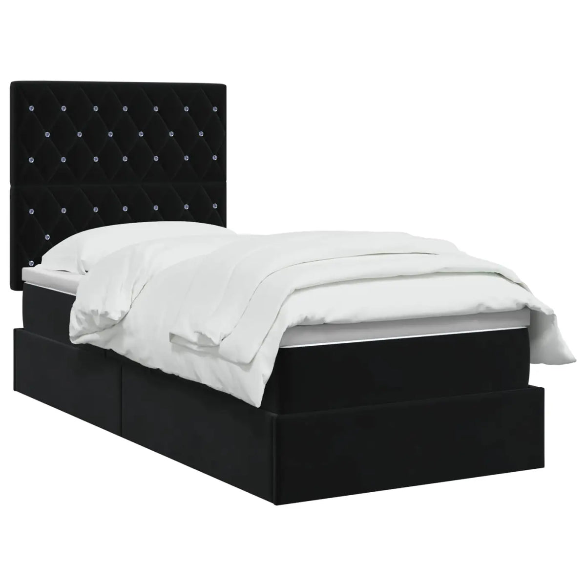 Lit de rangement LED avec matelas Noir 90 x 200 cm Velours - XIOS