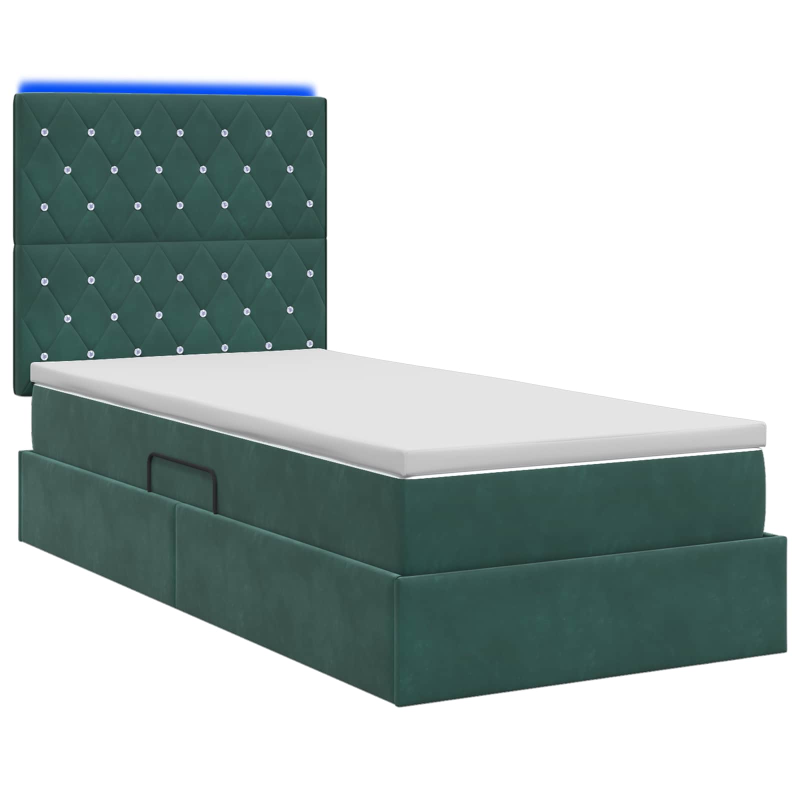Lit de rangement LED avec matelas Vert foncé 90 x 200 cm