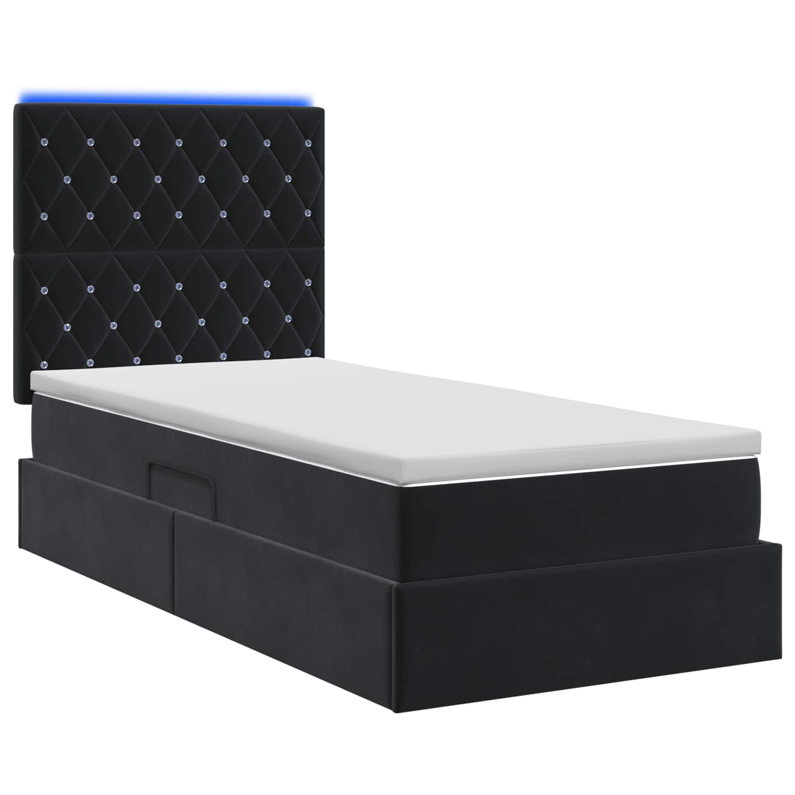 Lit de rangement LED avec matelas Noir 100 x 200 cm Velours