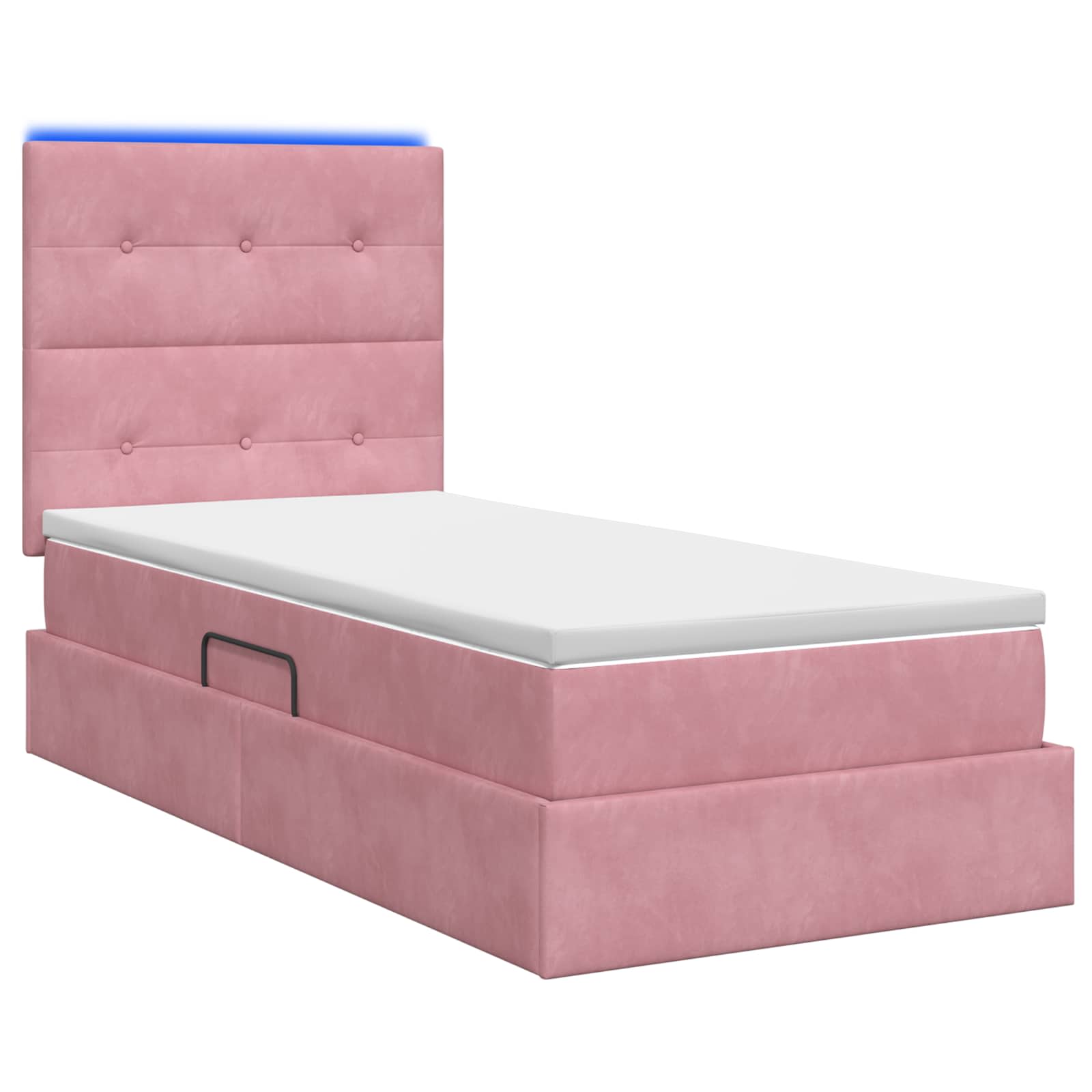 Lit de rangement LED avec matelas Rose 90 x 190 cm Velours