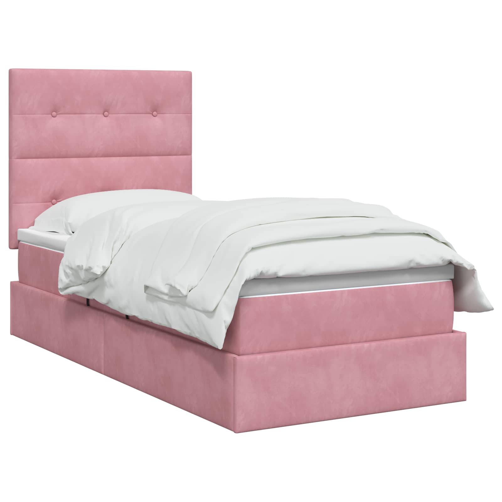 Lit de rangement LED avec matelas Rose 90 x 190 cm Velours
