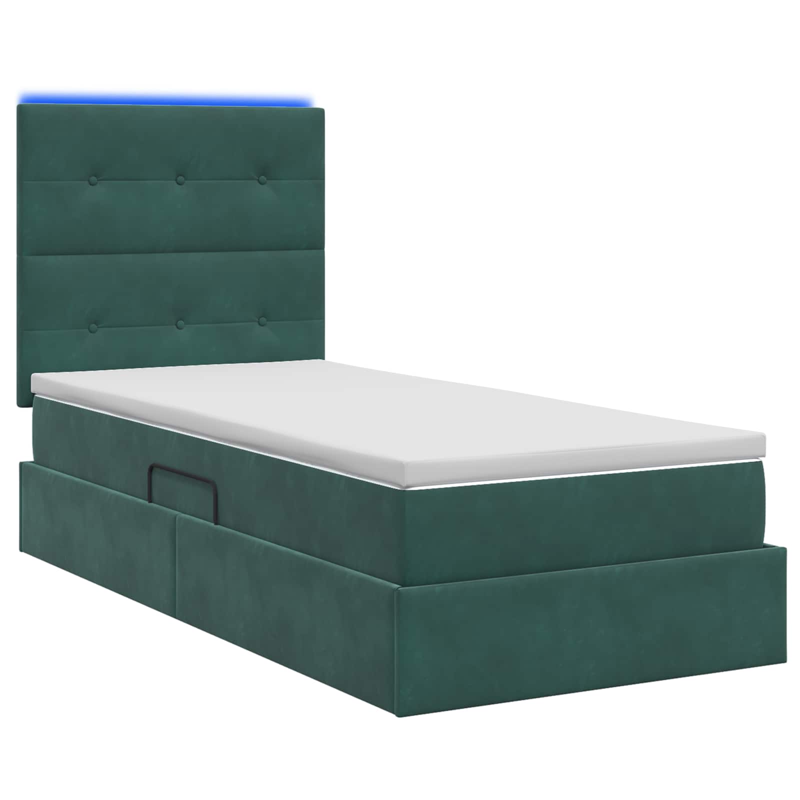 Lit de rangement LED avec matelas Vert foncé 90 x 200 cm