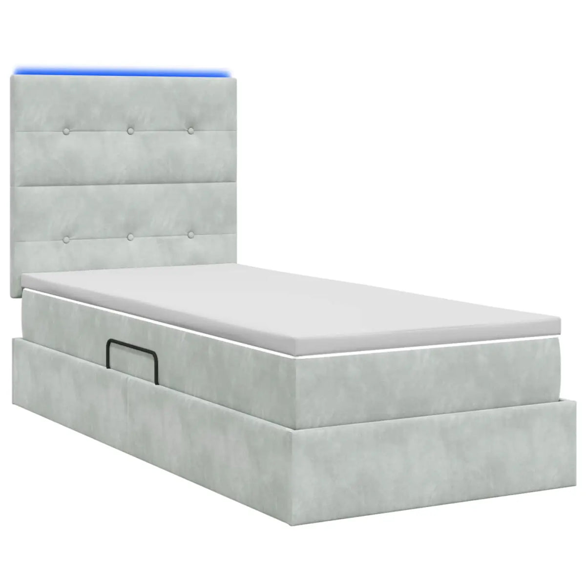 Lit de rangement LED avec matelas Gris clair 100 x 200 cm - XIOS