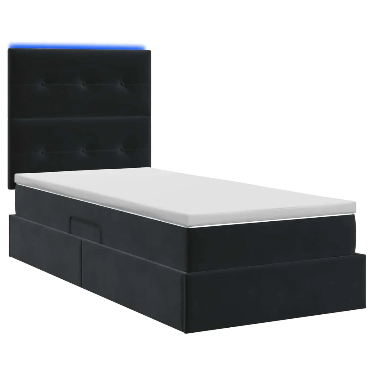 Lit de rangement LED avec matelas Noir 100 x 200 cm Velours - XIOS