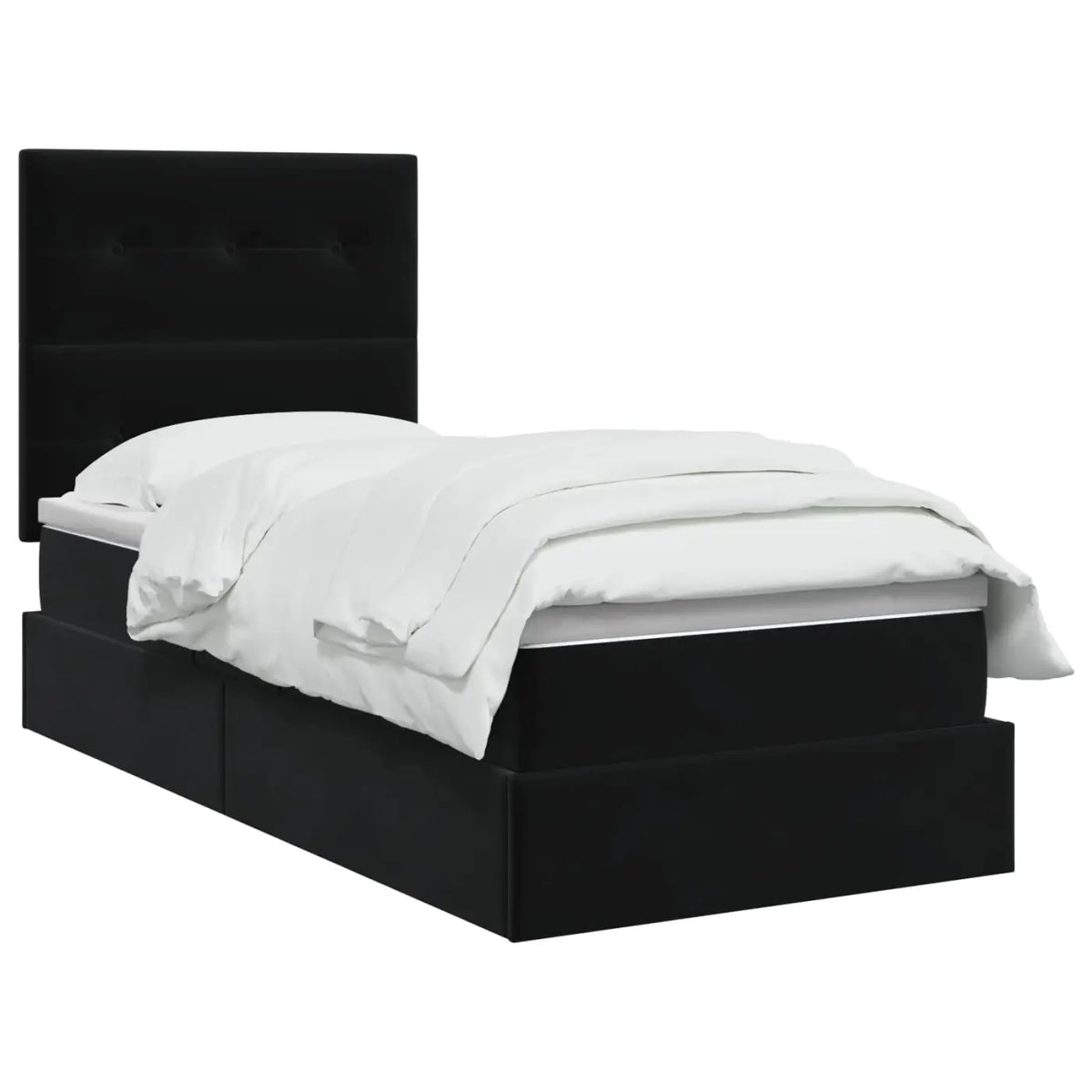 Lit de rangement LED avec matelas Noir 100 x 200 cm Velours - XIOS