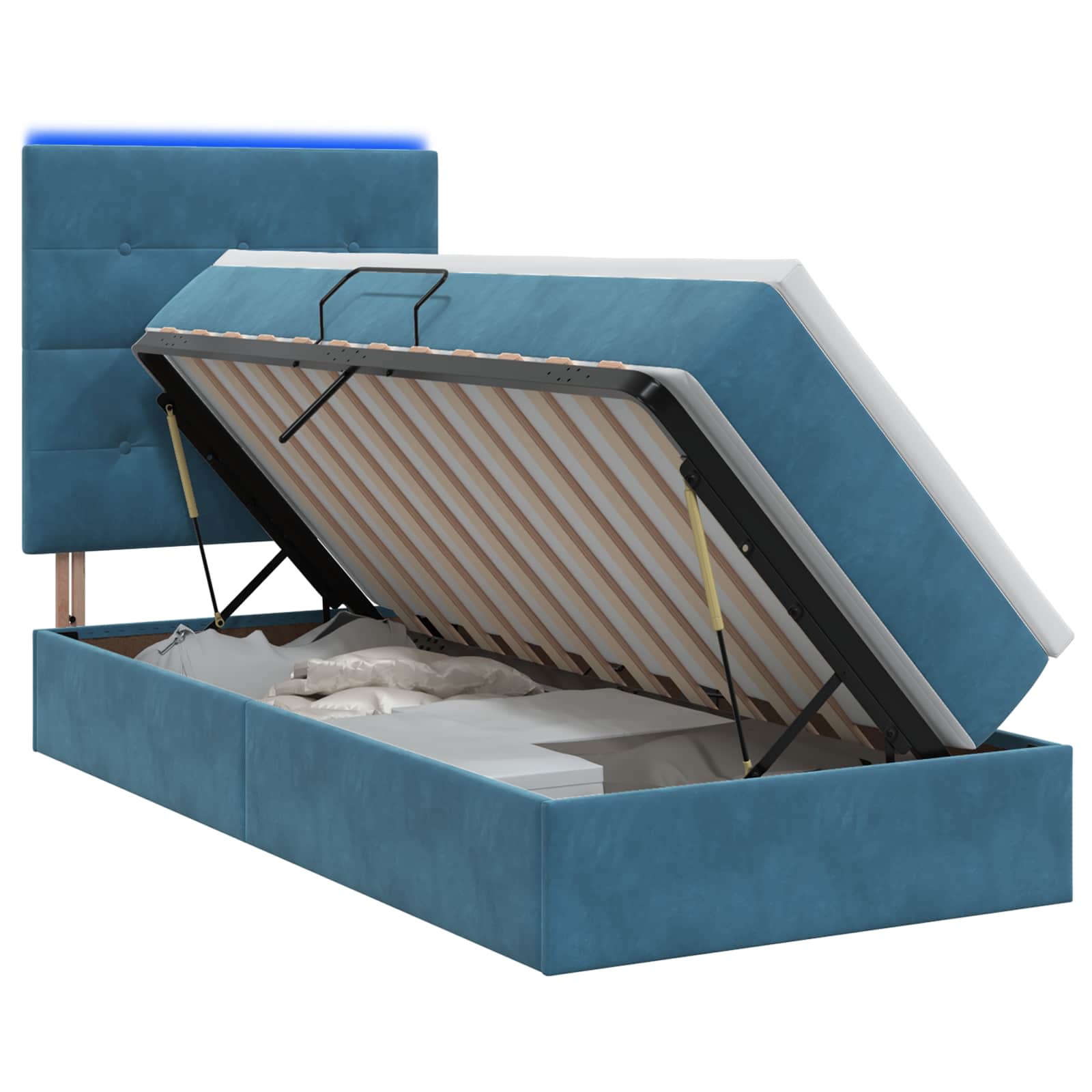 Lit de rangement LED avec matelas Bleu foncé 100 x 200 cm