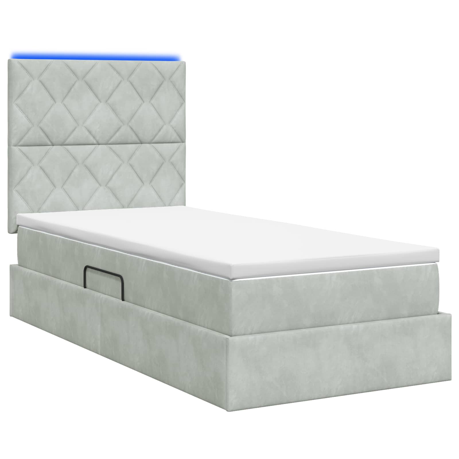Lit de rangement LED avec matelas Gris clair 90 x 200 cm - XIOS