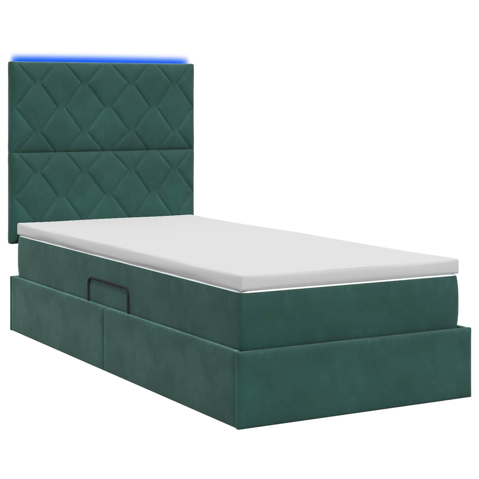 Lit de rangement LED avec matelas Vert foncé 90 x 200 cm