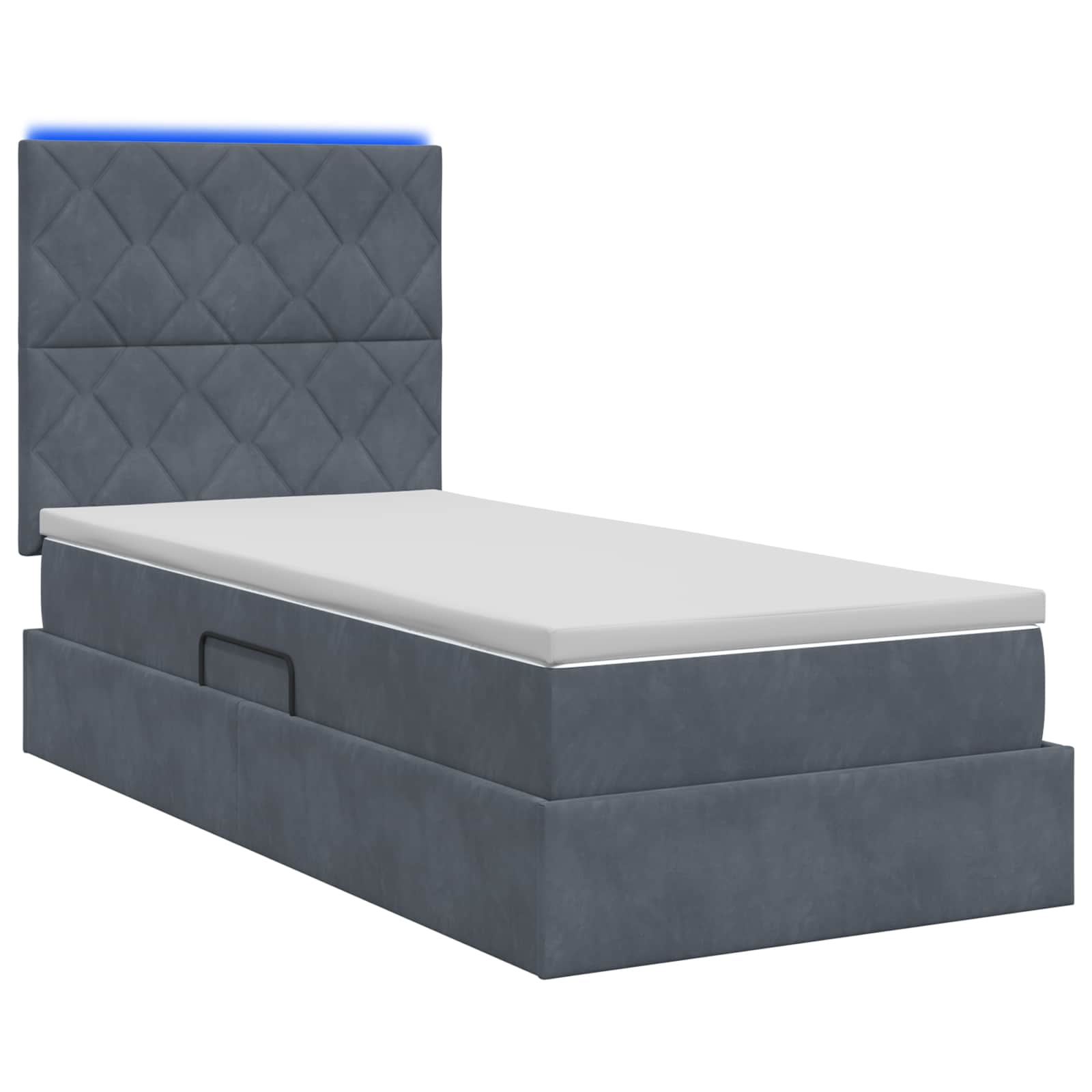 Lit de rangement LED avec matelas Gris foncé 100 x 200 cm