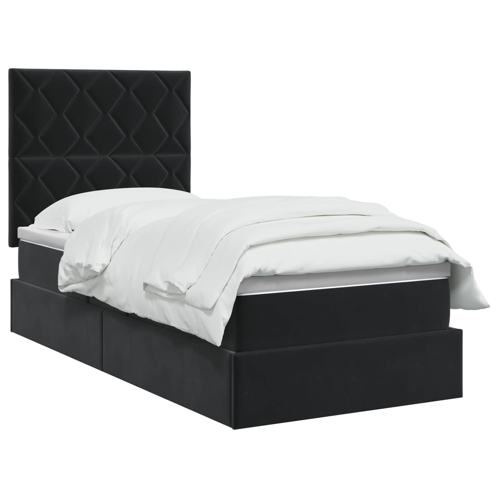 Lit de rangement LED avec matelas Noir 100 x 200 cm Velours