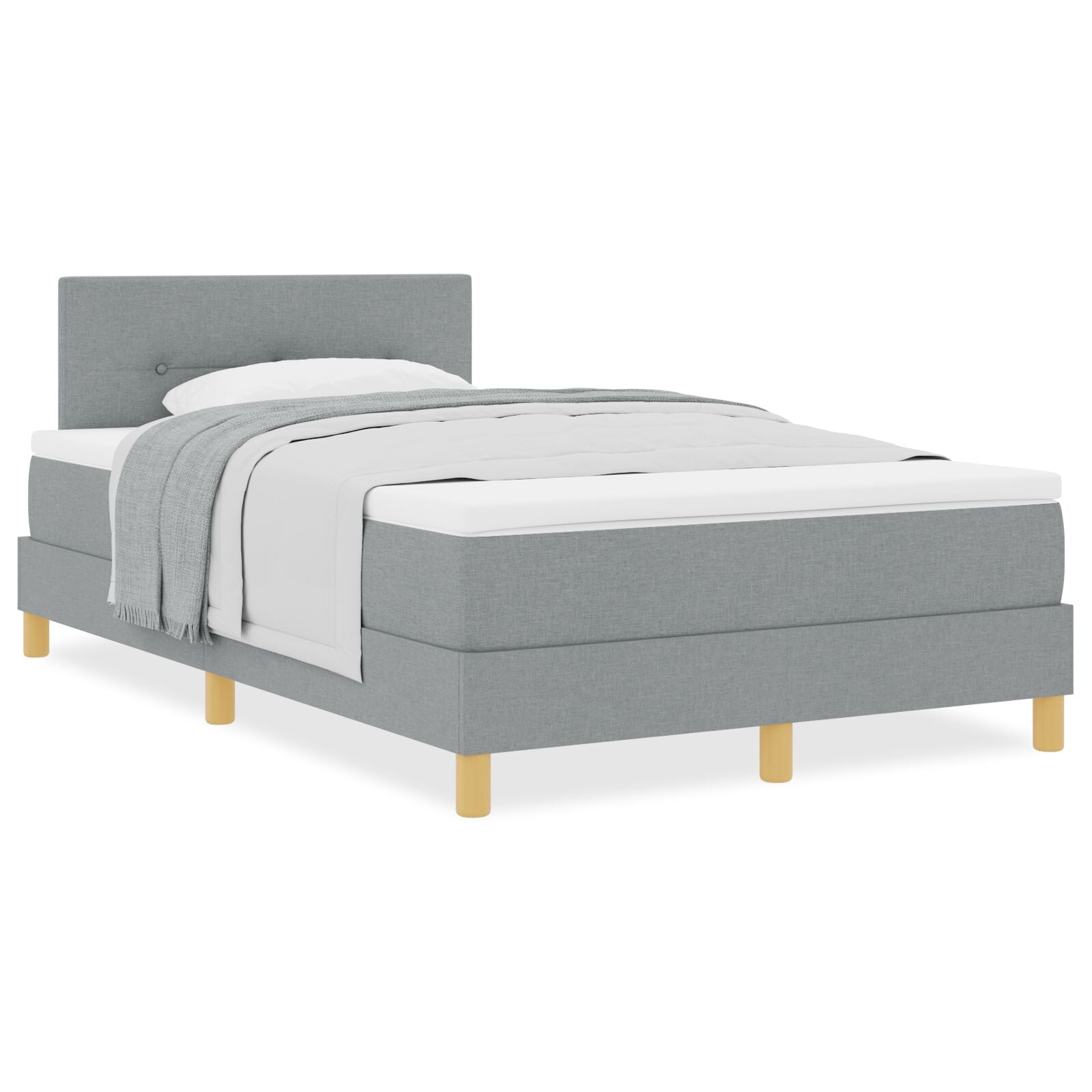 Lit à ressort avec matelas Gris clair 120x190 cm Tissu Lits & cadres de lit vidaXL