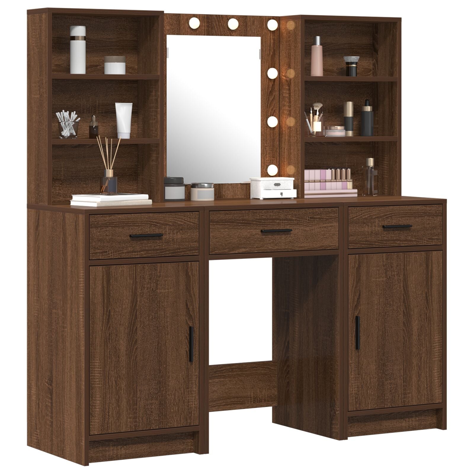 Table de maquillage vidaXL Ensemble de 3 Bois vieilli Bois d'ingénierie Coiffeuses vidaXL
