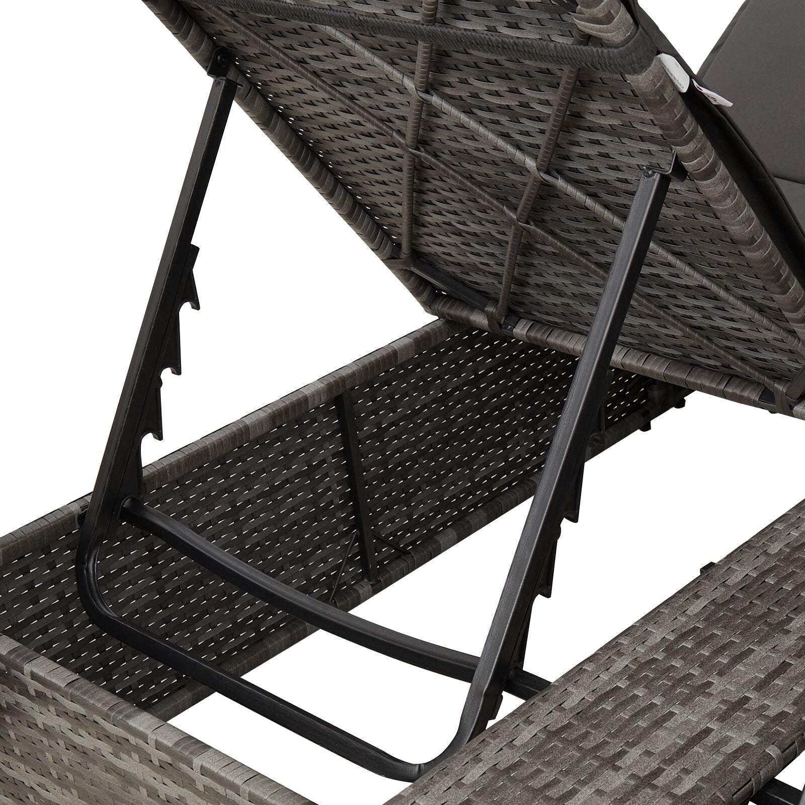 Transat double vidaXL avec toit et rideaux en poly rattan gris Lits d'extérieur vidaXL