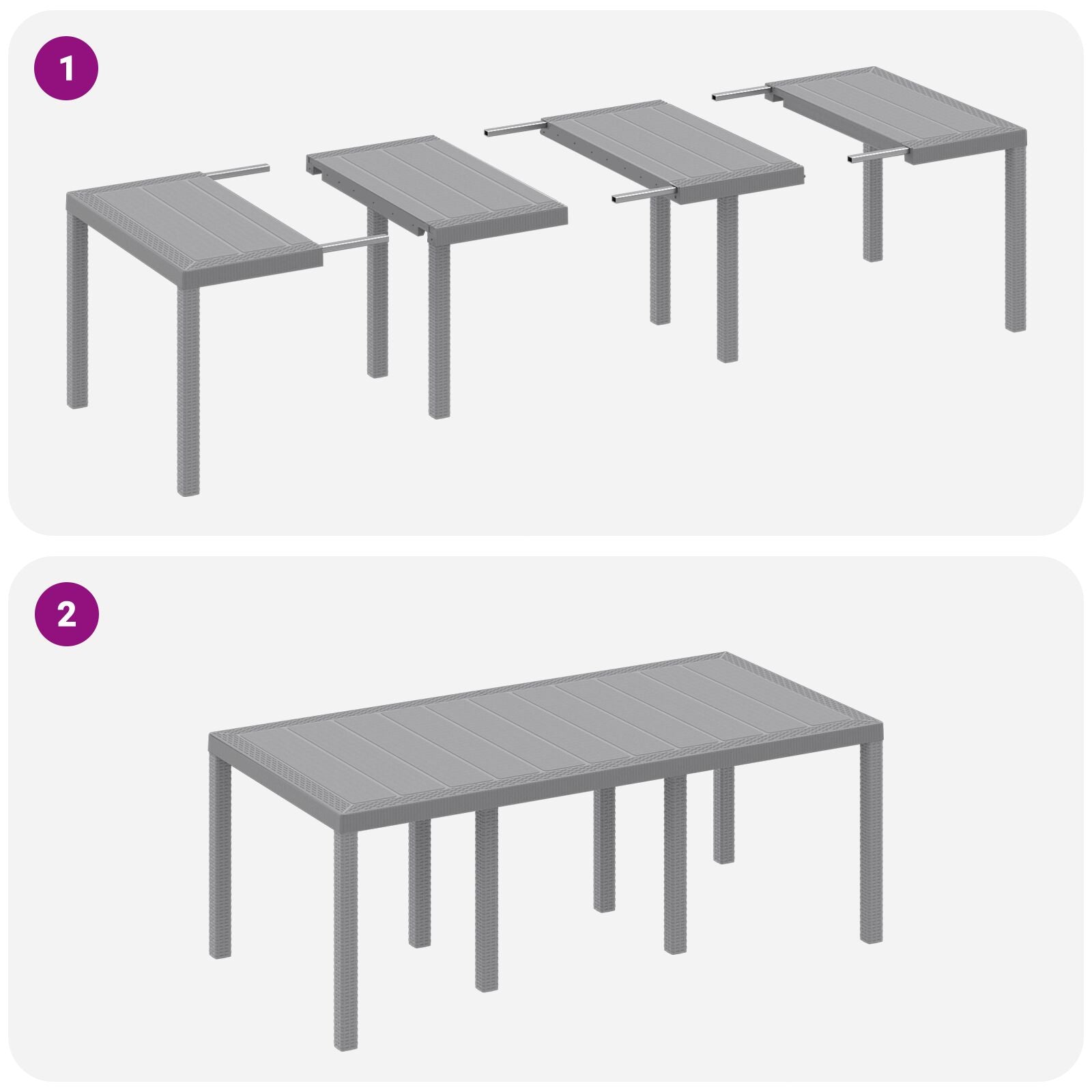 Table de jardin vidaXL Gris clair 200x100x73 cm Poly Rattan Tables de jardin vidaXL