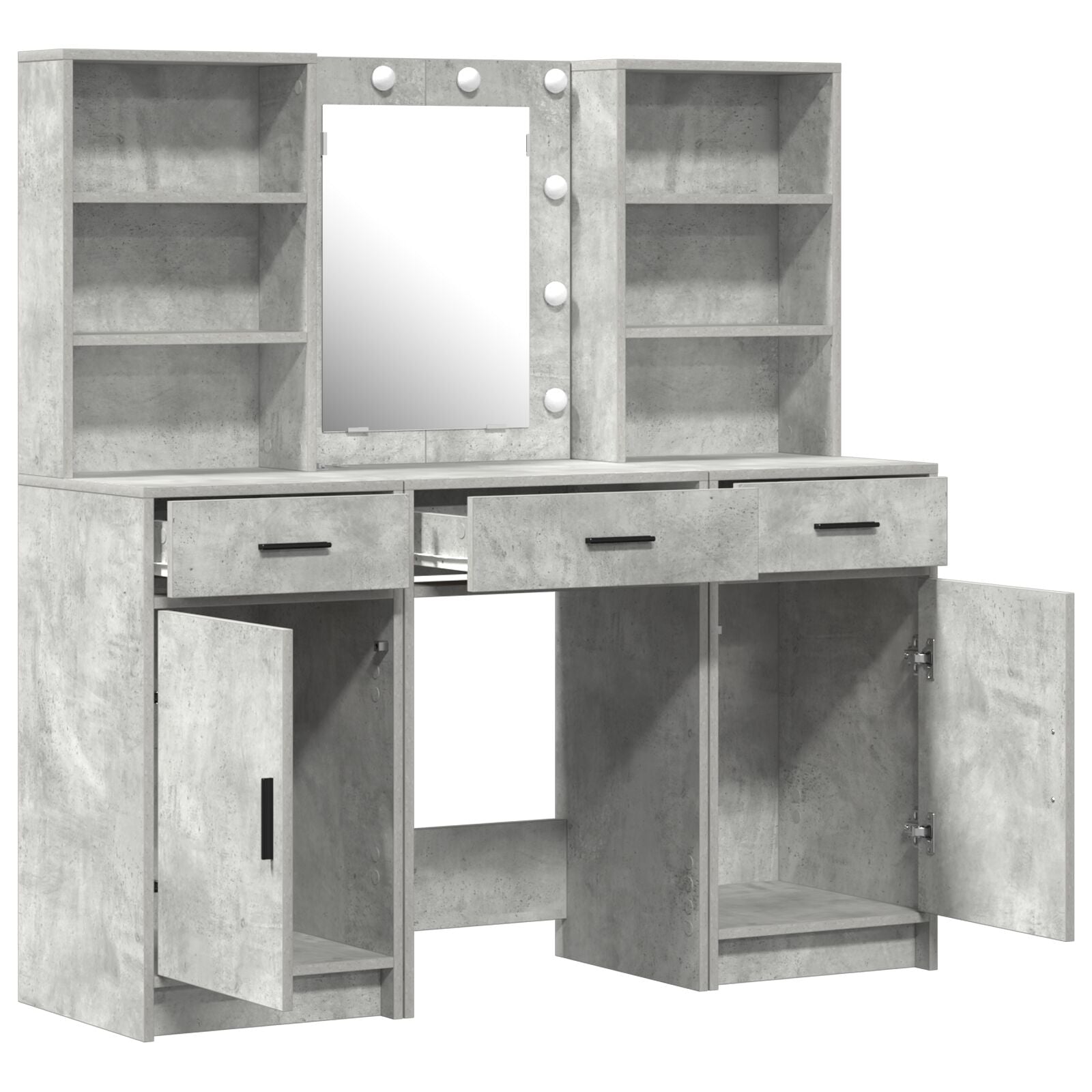Ensemble de coiffeuse de 3 pièces en béton gris en bois reconstitué Coiffeuses vidaXL
