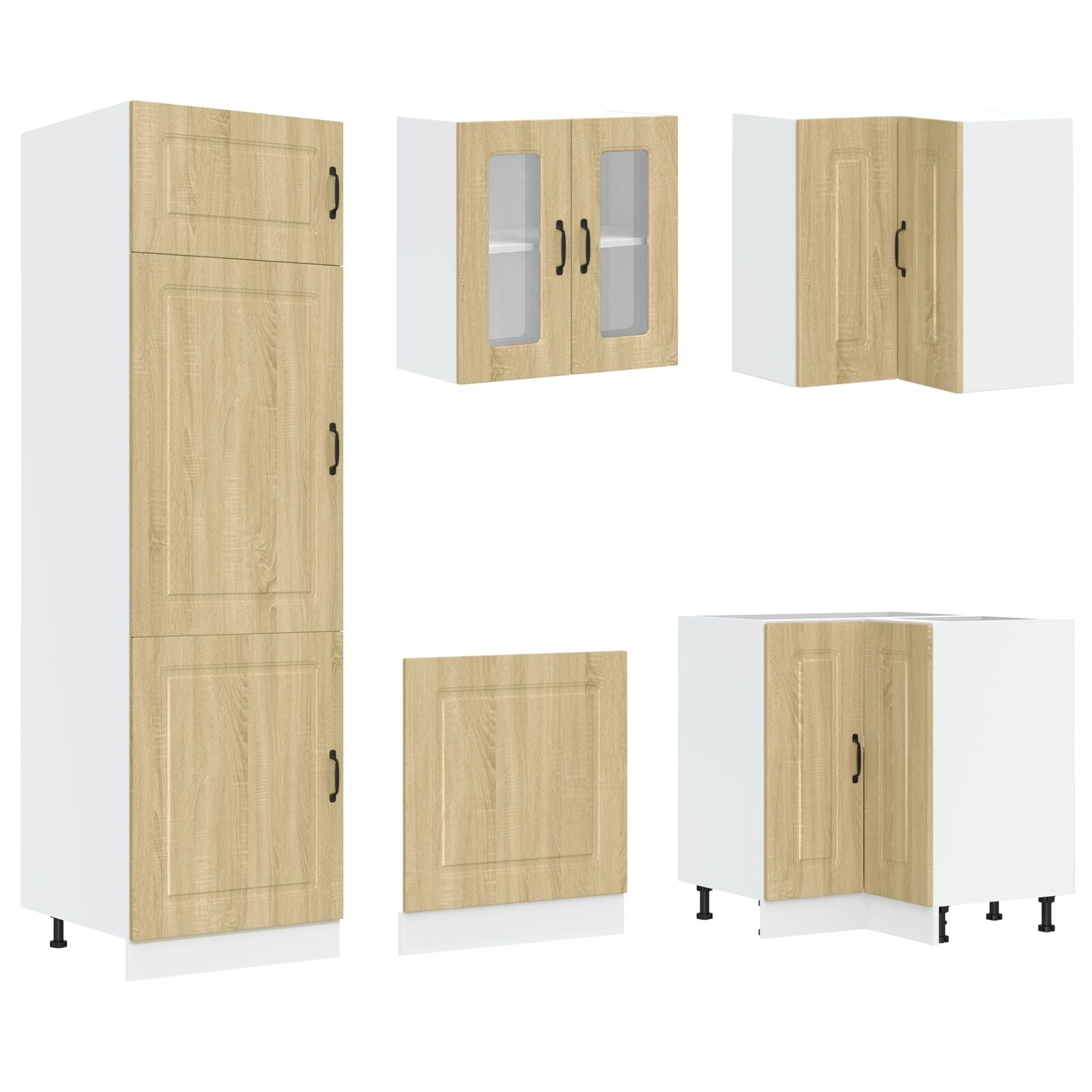 Meuble de cuisine vidaXL ""Kalmar"" avec doubles éviers en chêne sonoma en bois d'ingénierie Meubles de cuisine vidaXL