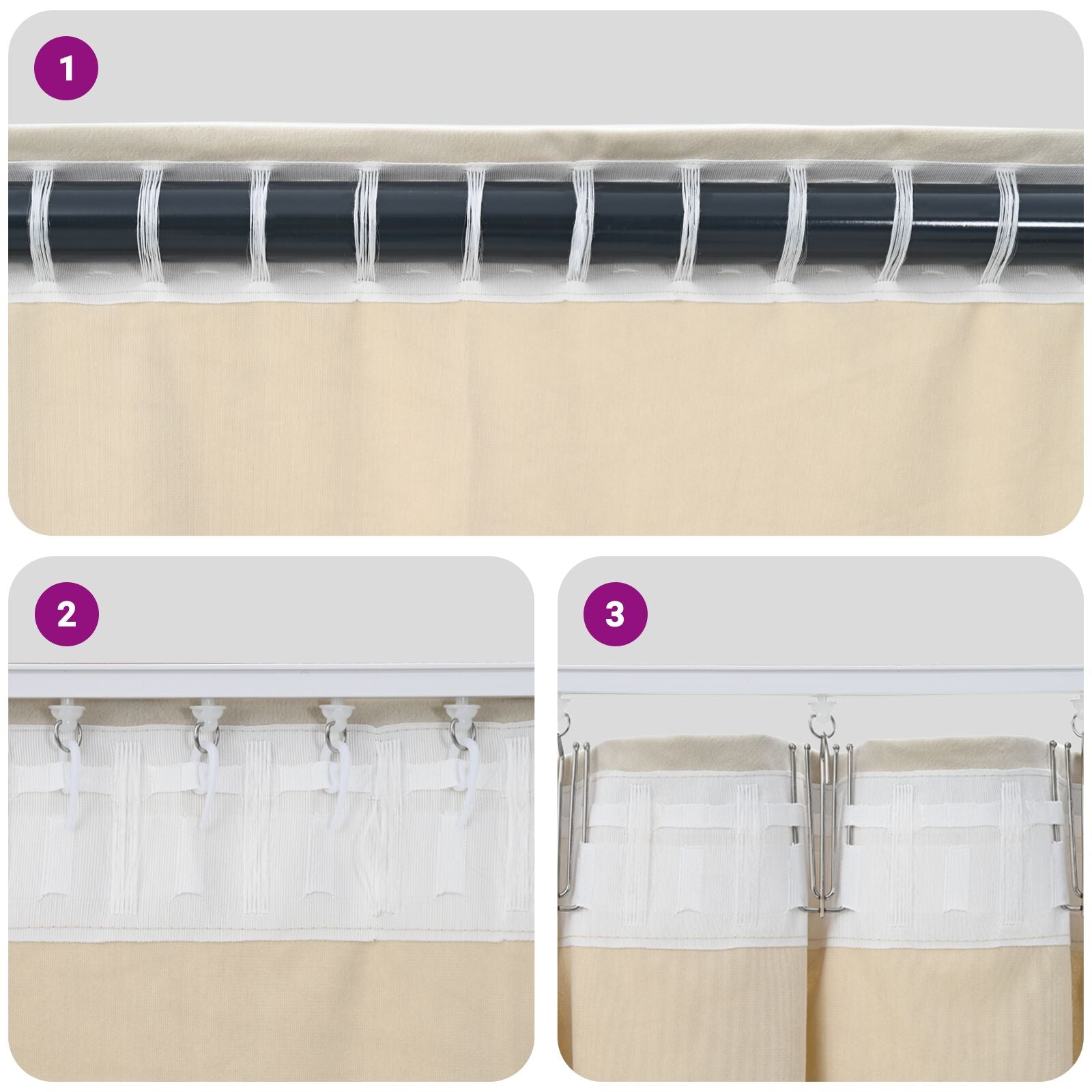 Rideaux occultants vidaXL avec bande supérieure 2 pcs en velours gris foncé Rideaux vidaXL