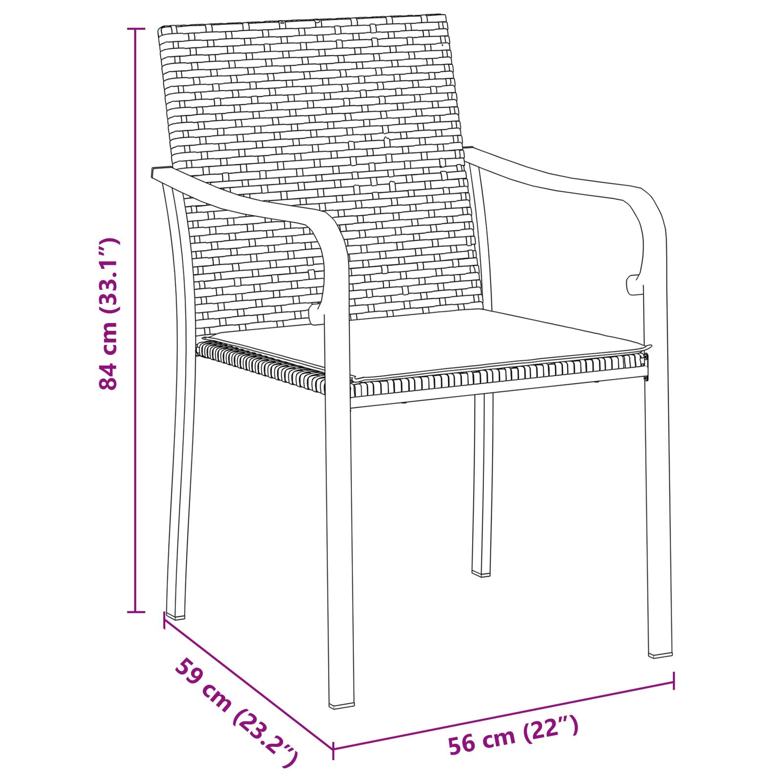 Ensemble de salle à manger de jardin 5 pièces avec coussins en poly rotin noir Chaises de jardin vidaXL