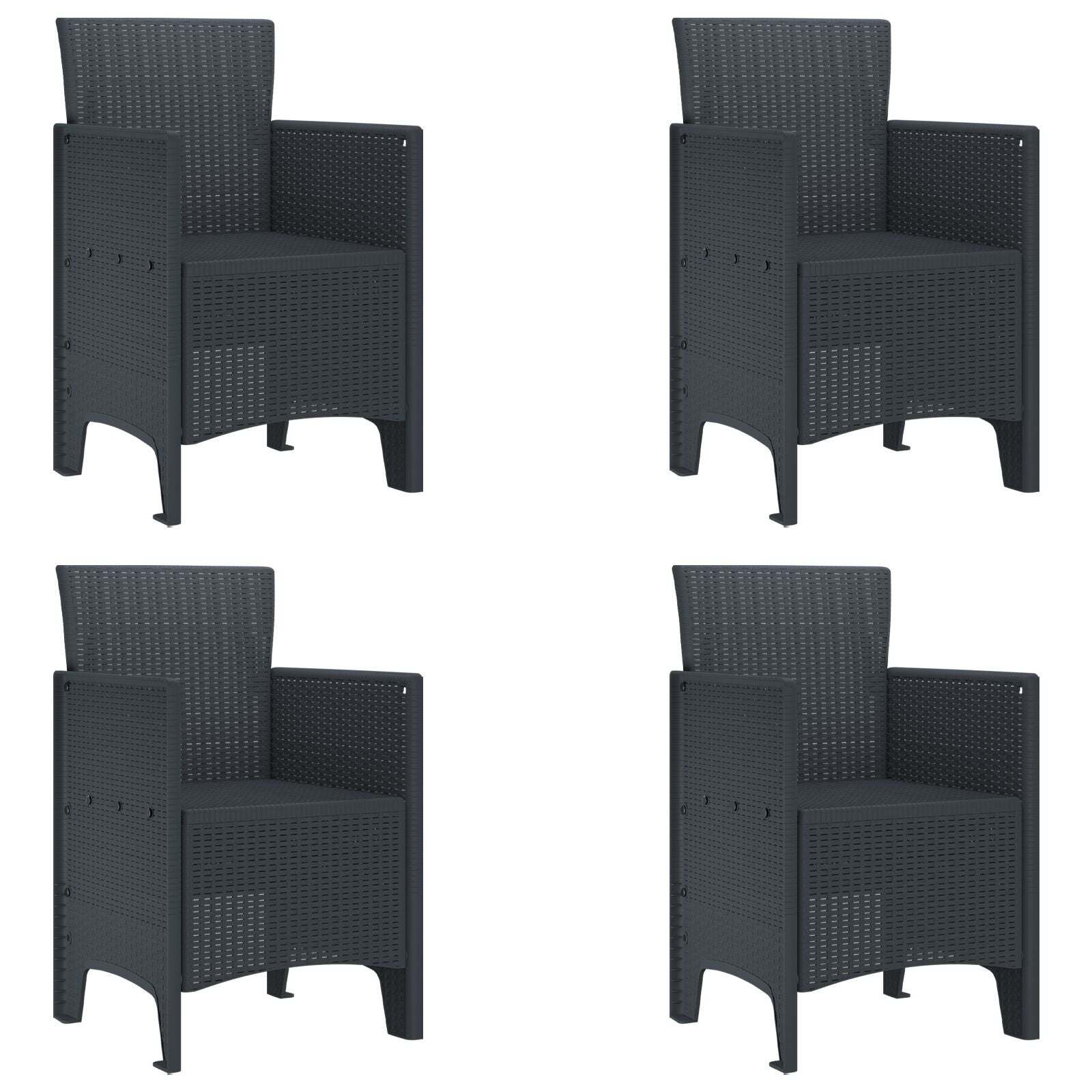Chaise de jardin vidaXL Ensemble de 4 Anthracite Poly rotin Moyenne