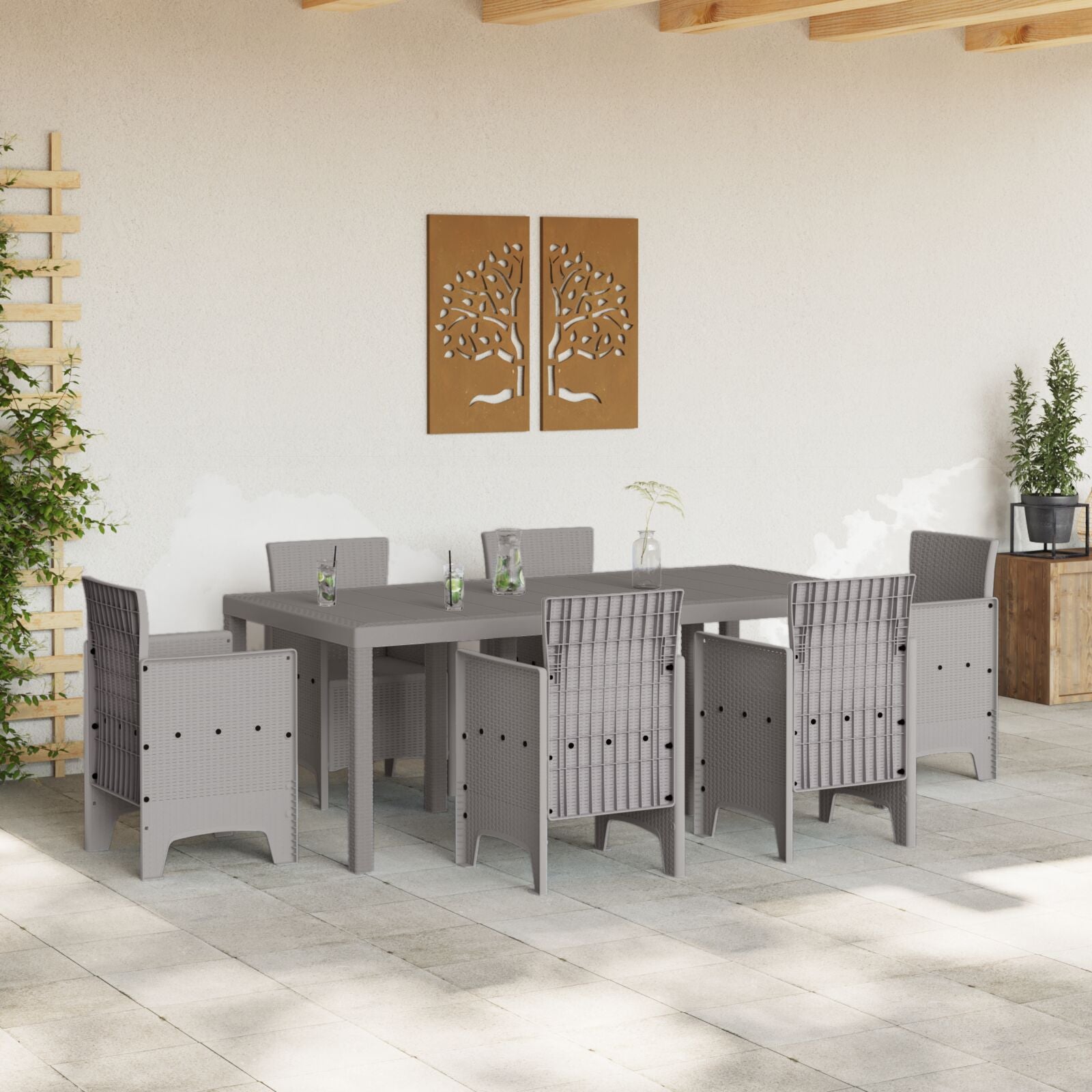 Table de jardin vidaXL Gris clair 200x100x73 cm Poly Rattan Tables de jardin vidaXL