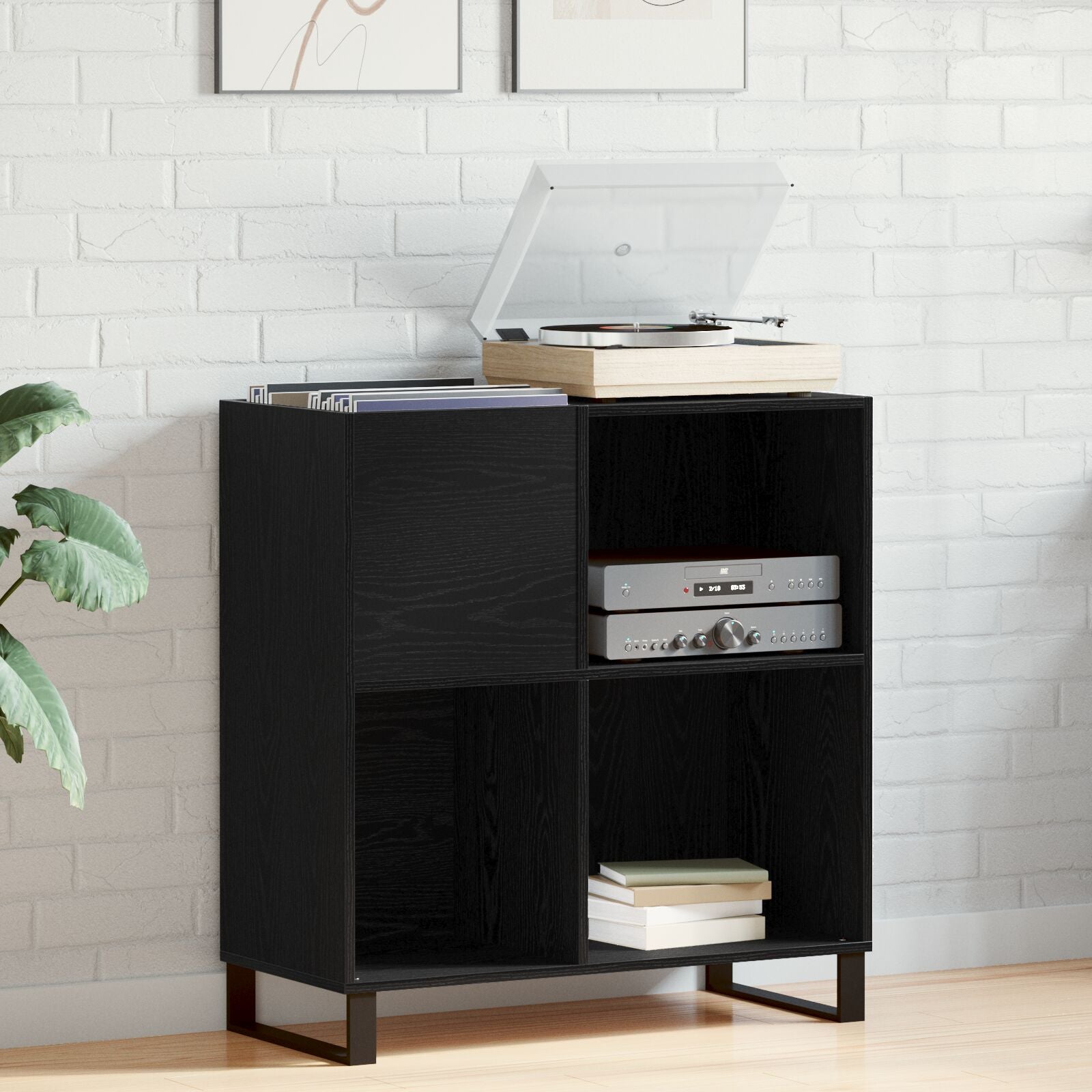Meuble d'enregistrement Chêne noir 84,5x38x90 cm Bois d'ingénierie Fixations & meubles de rangement multimédia vidaXL
