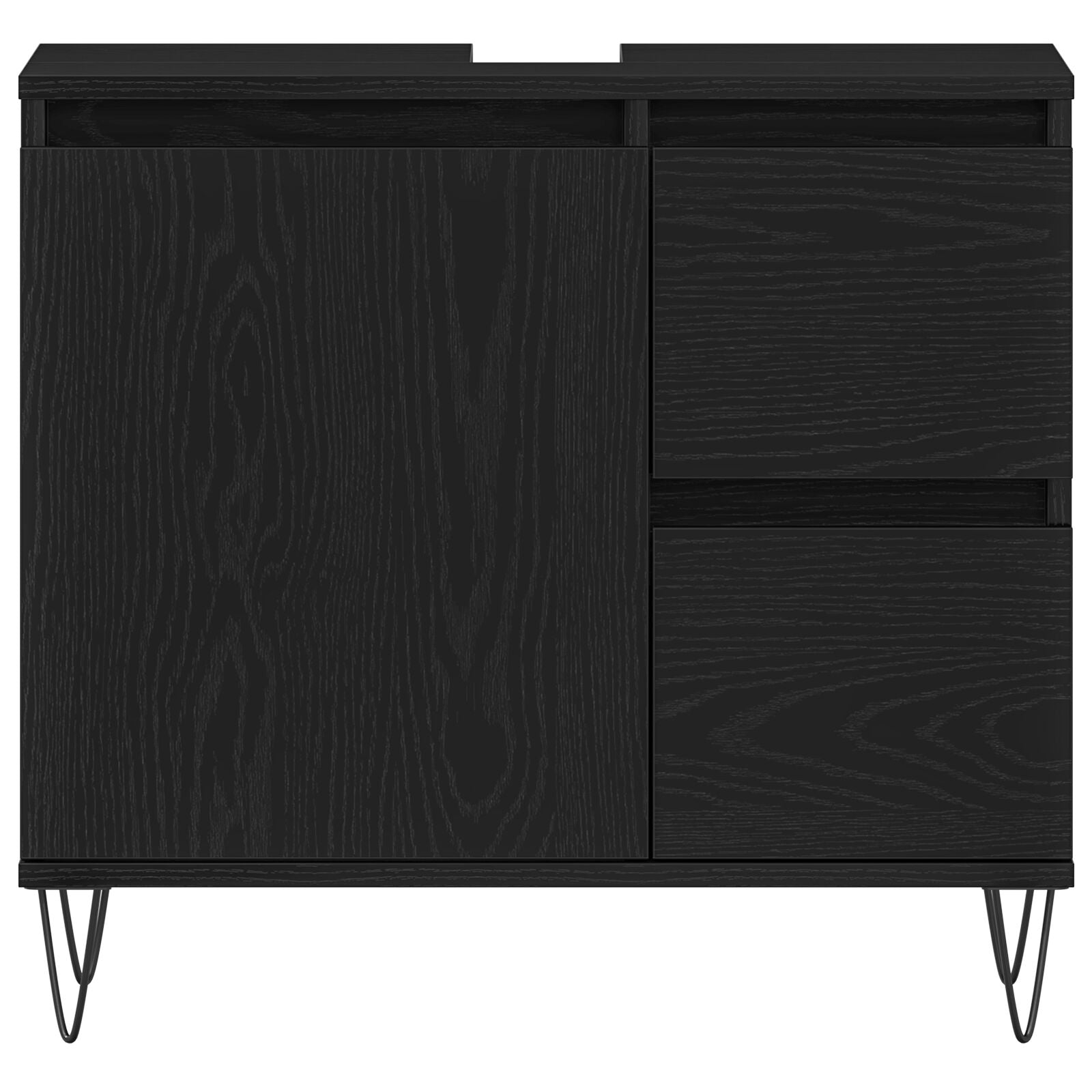 Meuble sous lavabo vidaXL Noir Chêne 65x33x60 cm Bois d'ingénierie Ensembles de mobilier pour salles de bains vidaXL