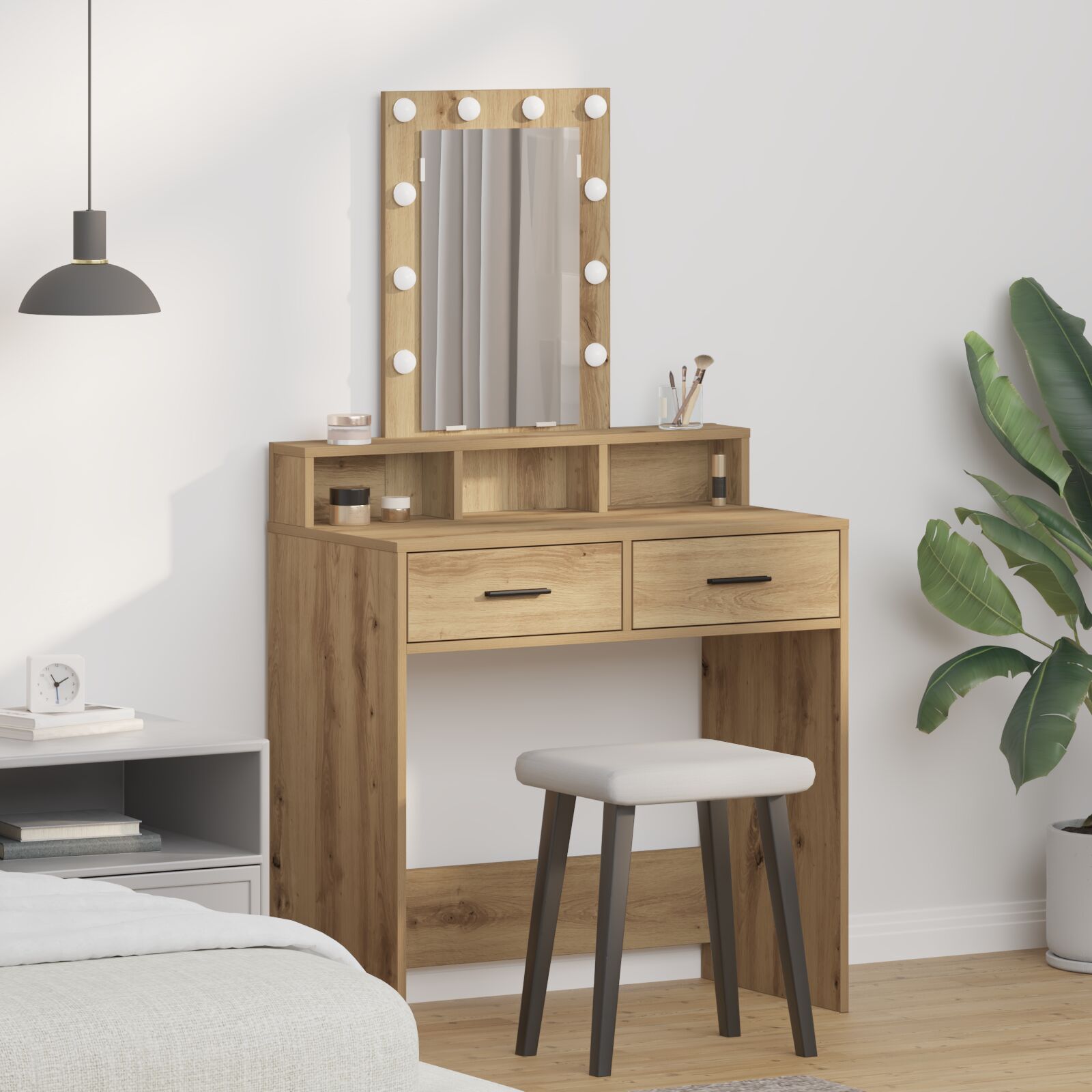 Coiffeuse vidaXL avec des lumières LED Chêne Artisan 79x41x140 cm Coiffeuses vidaXL