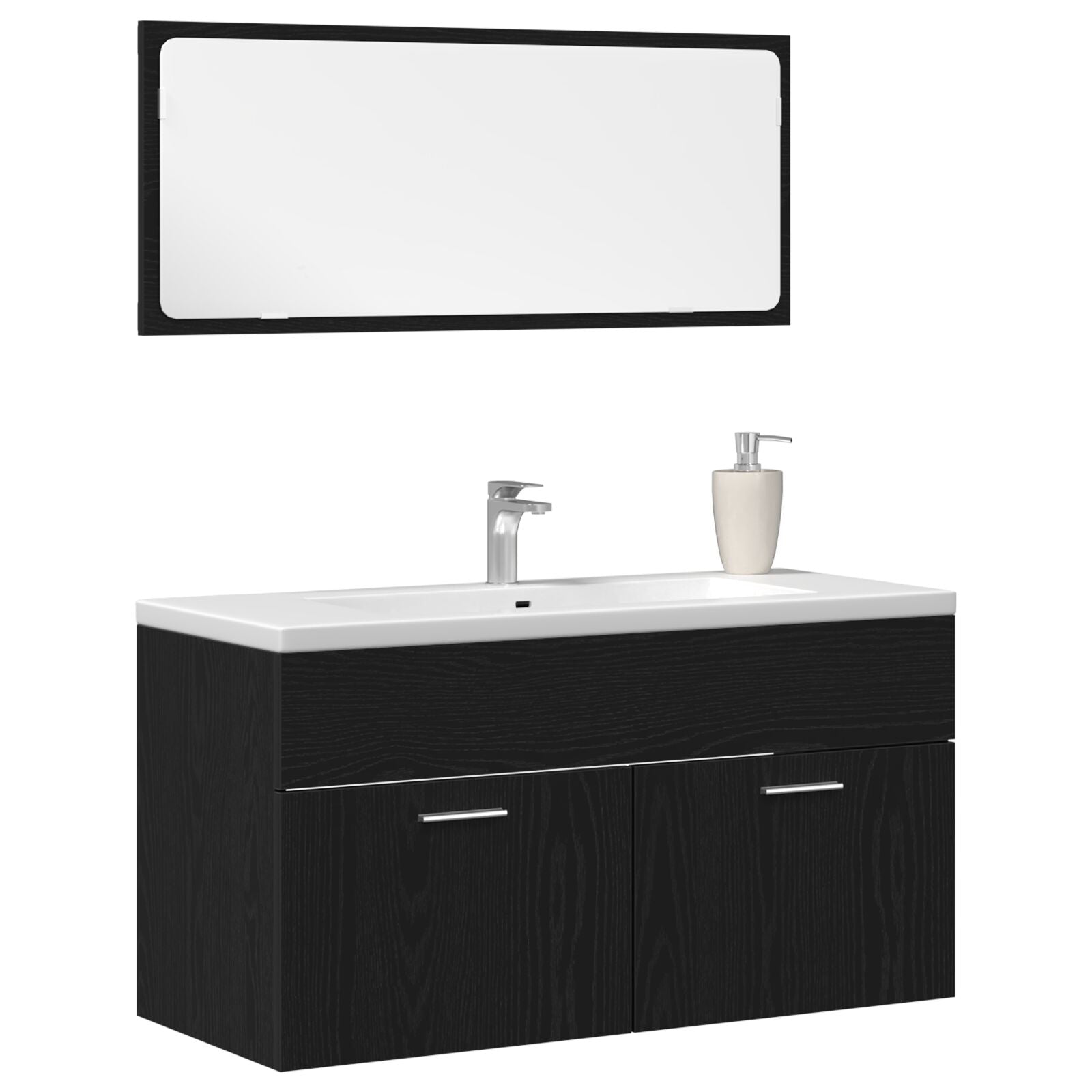 Ensemble de meubles de salle de bain 2 pièces en bois d'ingénierie chêne noir Ensembles de mobilier pour salles de bains vidaXL