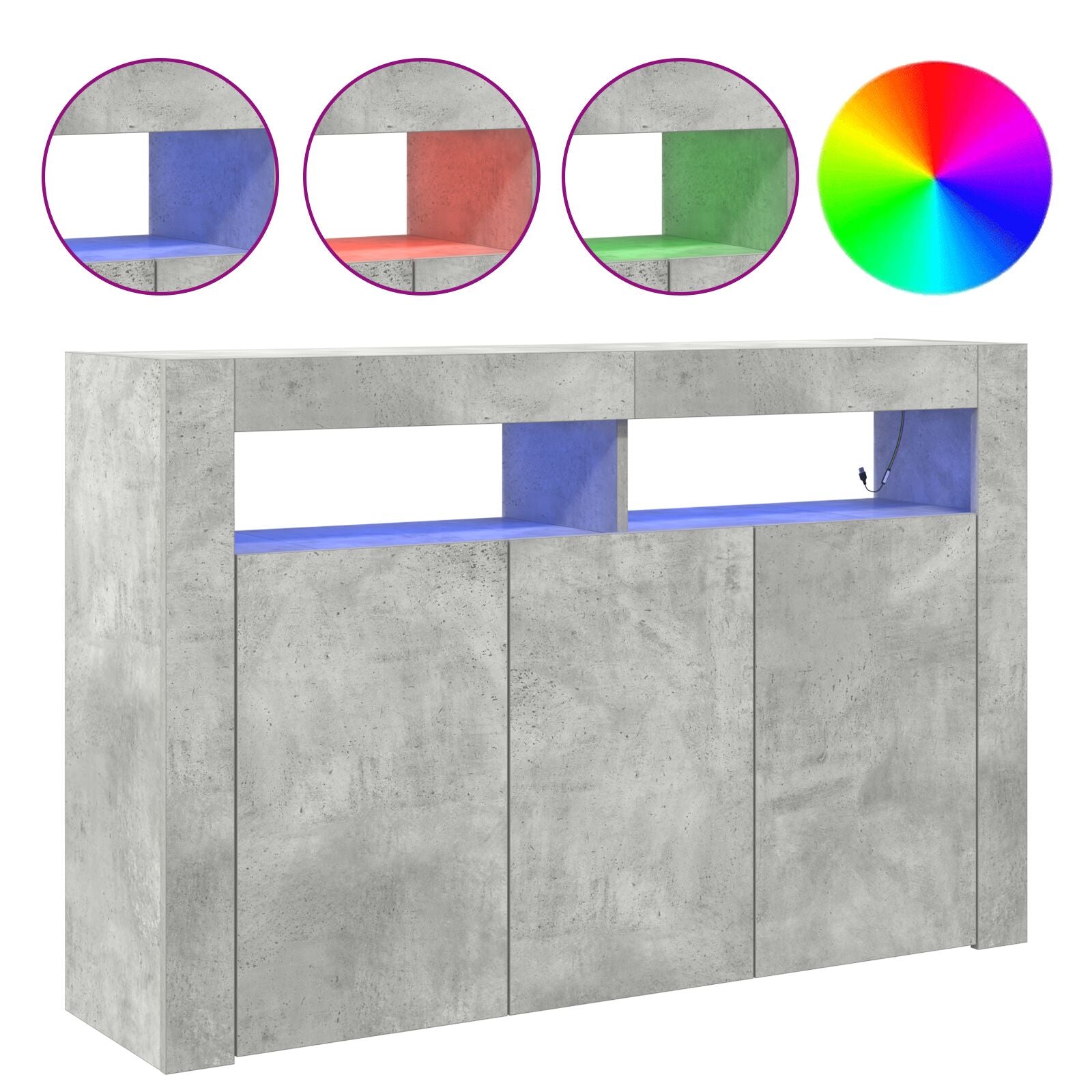 Buffet Gris Béton Bois Reconstitué 116 x 30 x 75 cm Rectangulaire Buffets & bahuts vidaXL