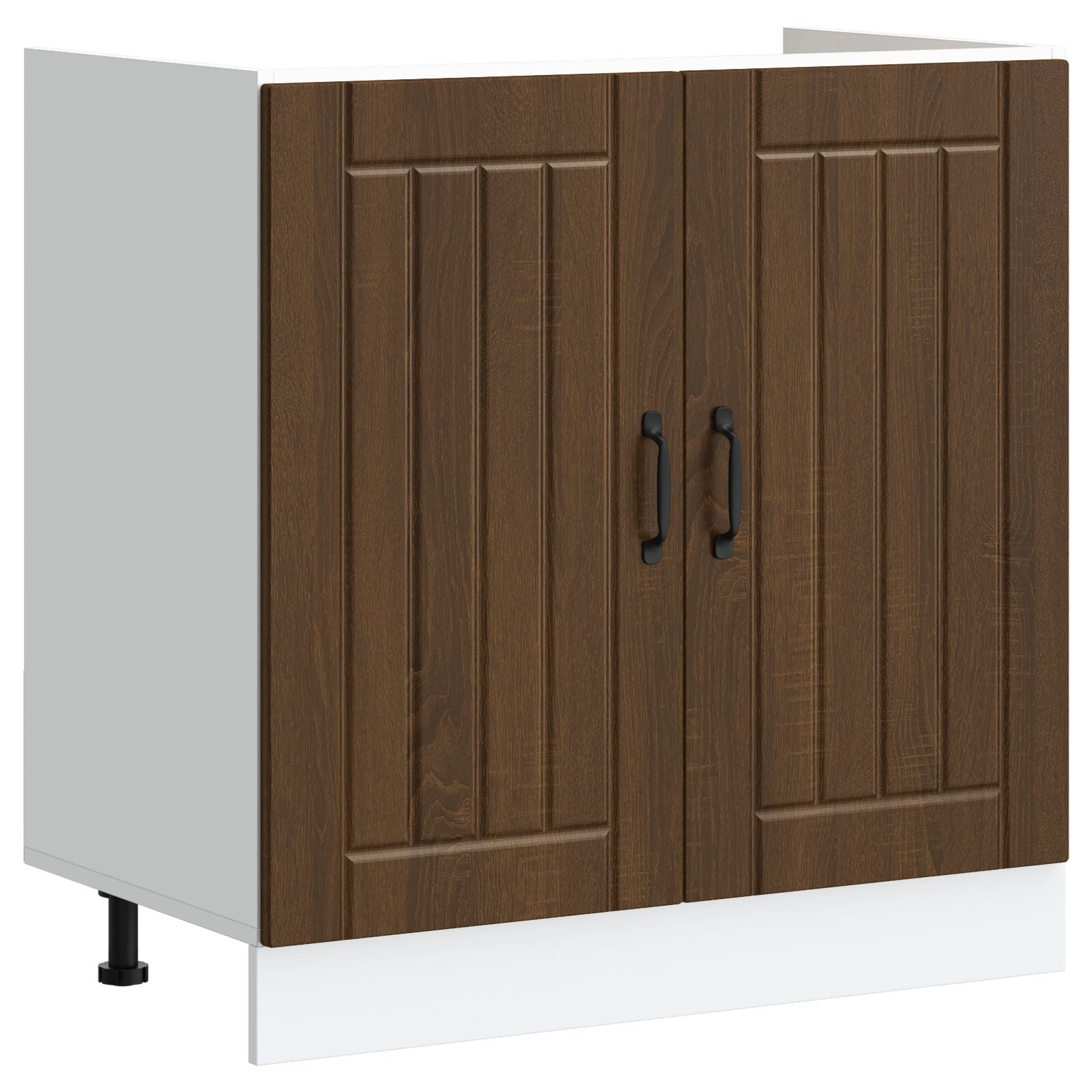 Meuble de cuisine vidaXL ""Lucca"" avec double éviers en chêne marron en bois d'ingénierie Meubles de cuisine vidaXL