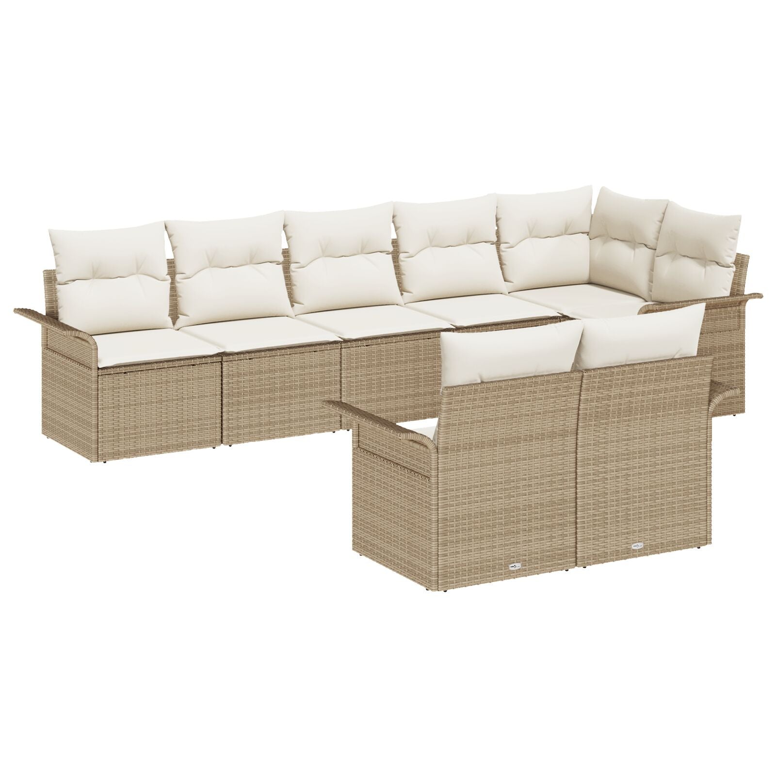 Ensemble de Canapés de Jardin 8 Pièces avec Coussins Beige Poly Rattan Canapés de jardin vidaXL