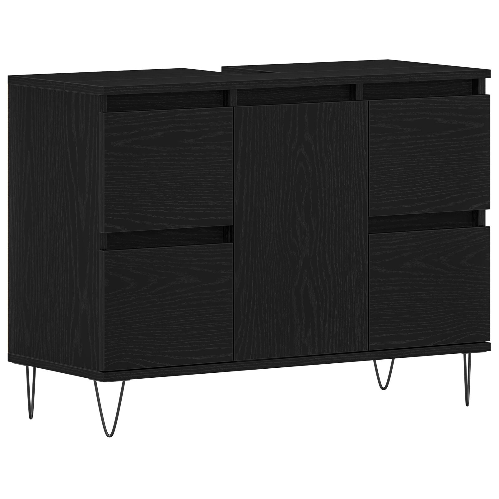 Meuble sous évier de salle de bain vidaXL Chêne Noir 80x33x60 cm Bois d'ingénierie Ensembles de mobilier pour salles de bains vidaXL